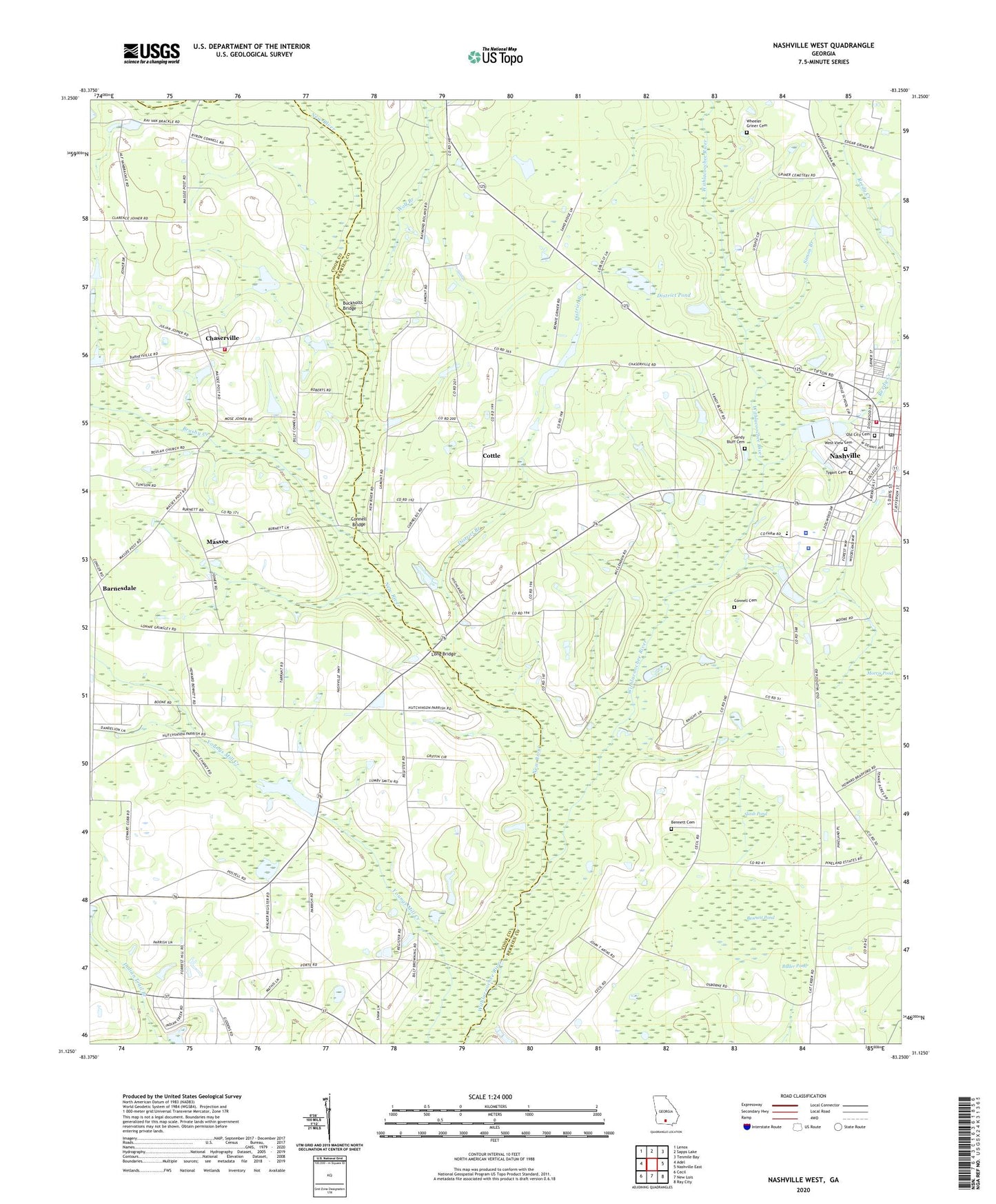 Nashville West Georgia US Topo Map Image