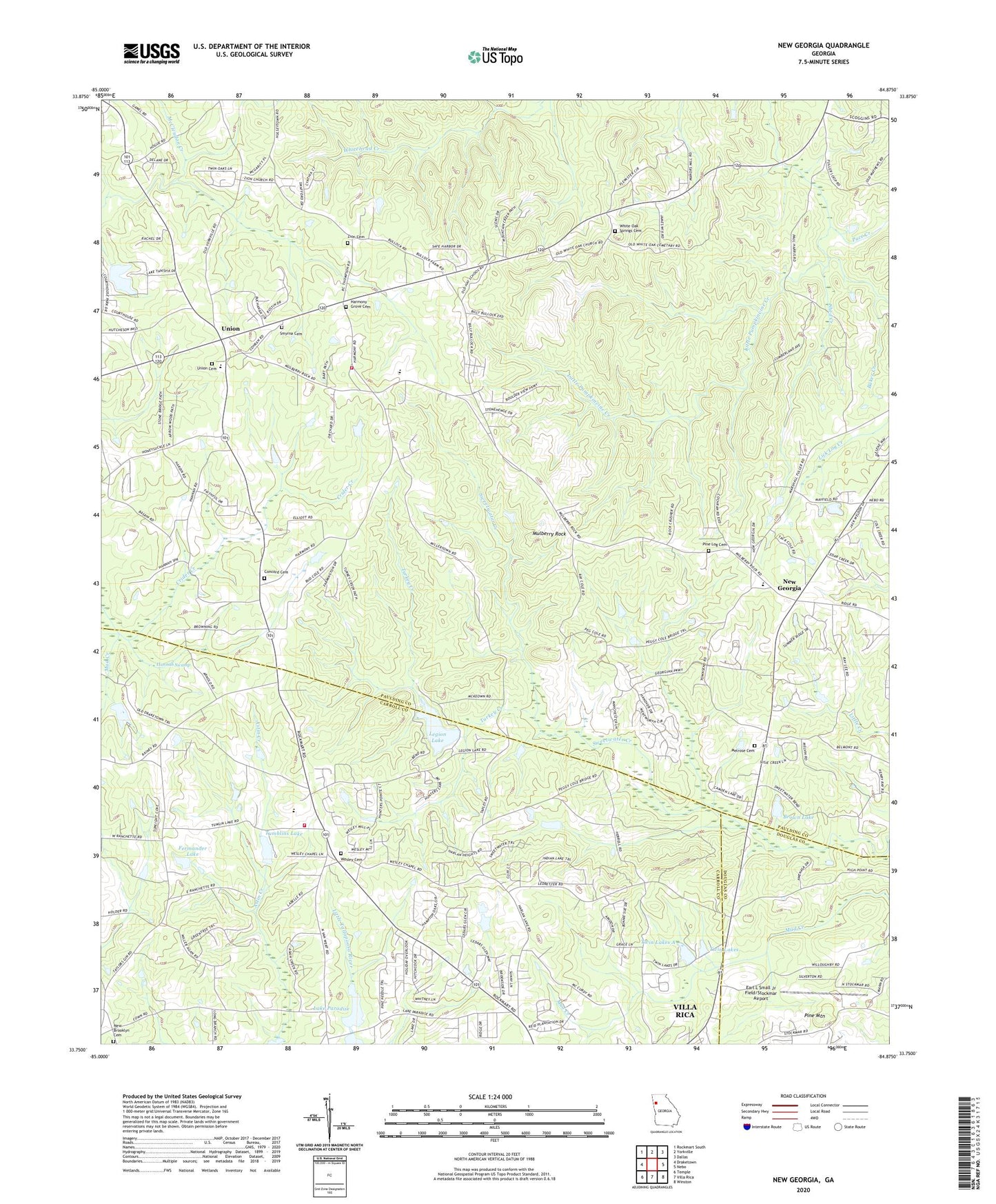New Georgia Georgia US Topo Map Image