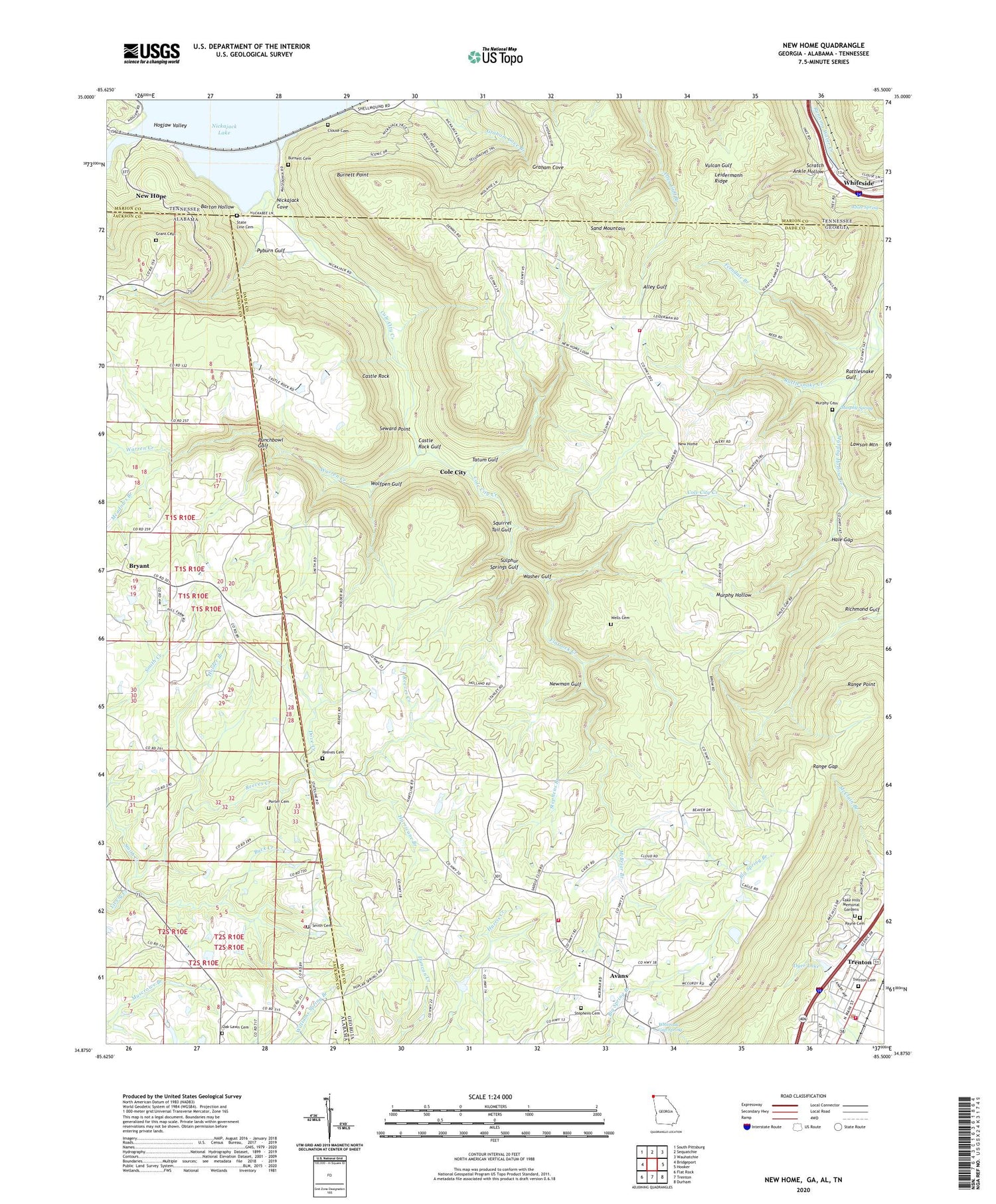 New Home Georgia US Topo Map Image