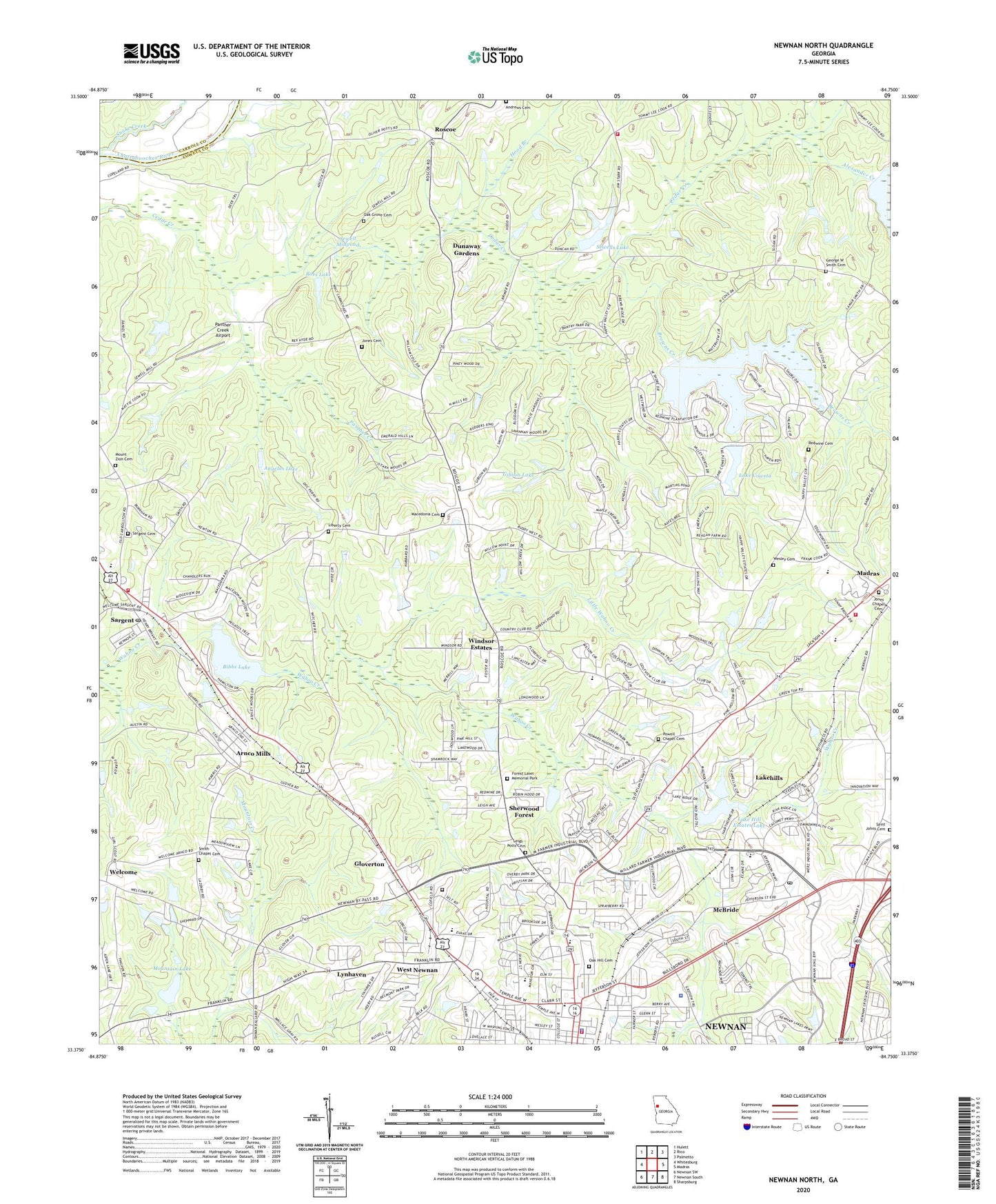 Newnan North Georgia US Topo Map Image