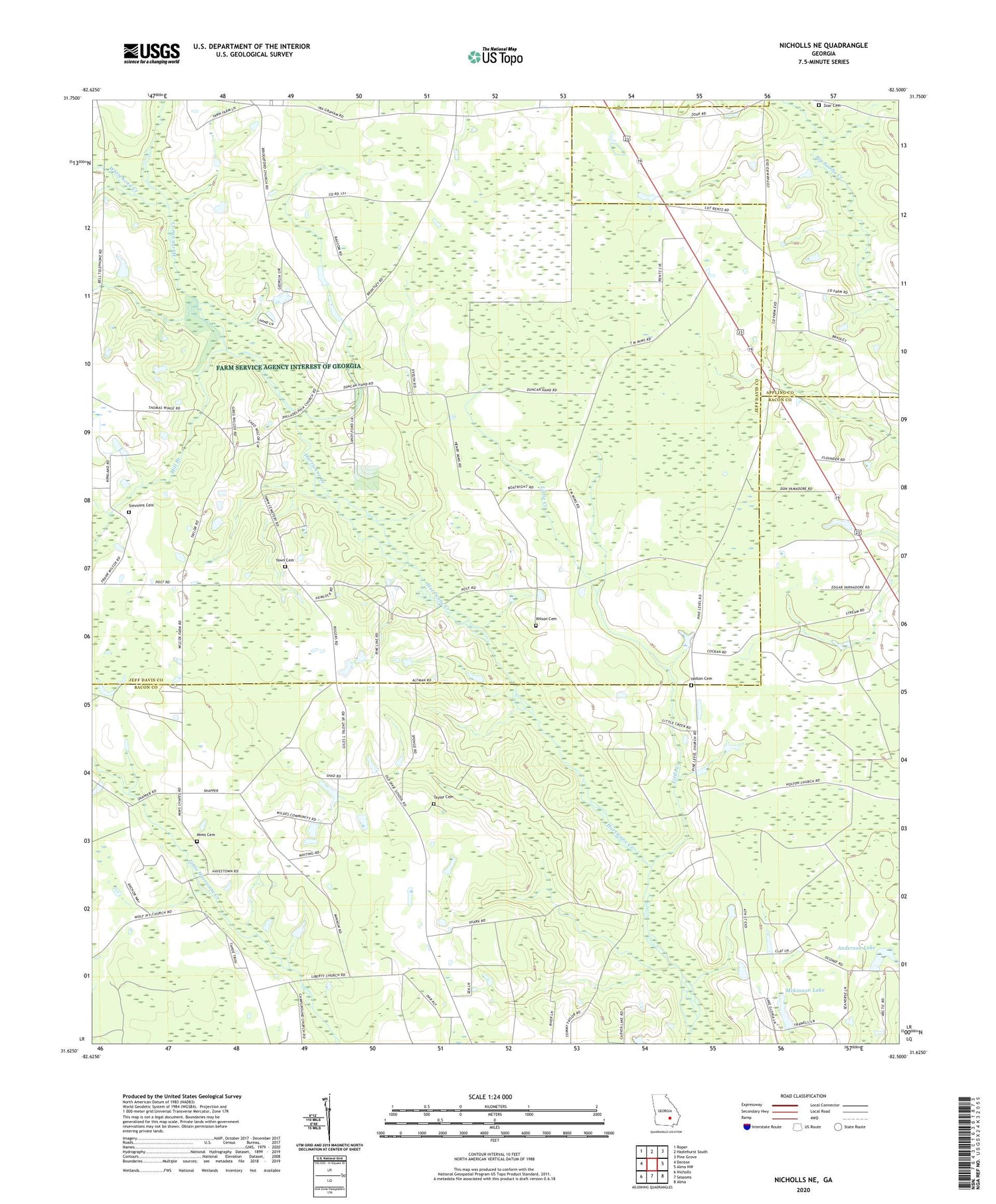 Nicholls NE Georgia US Topo Map Image