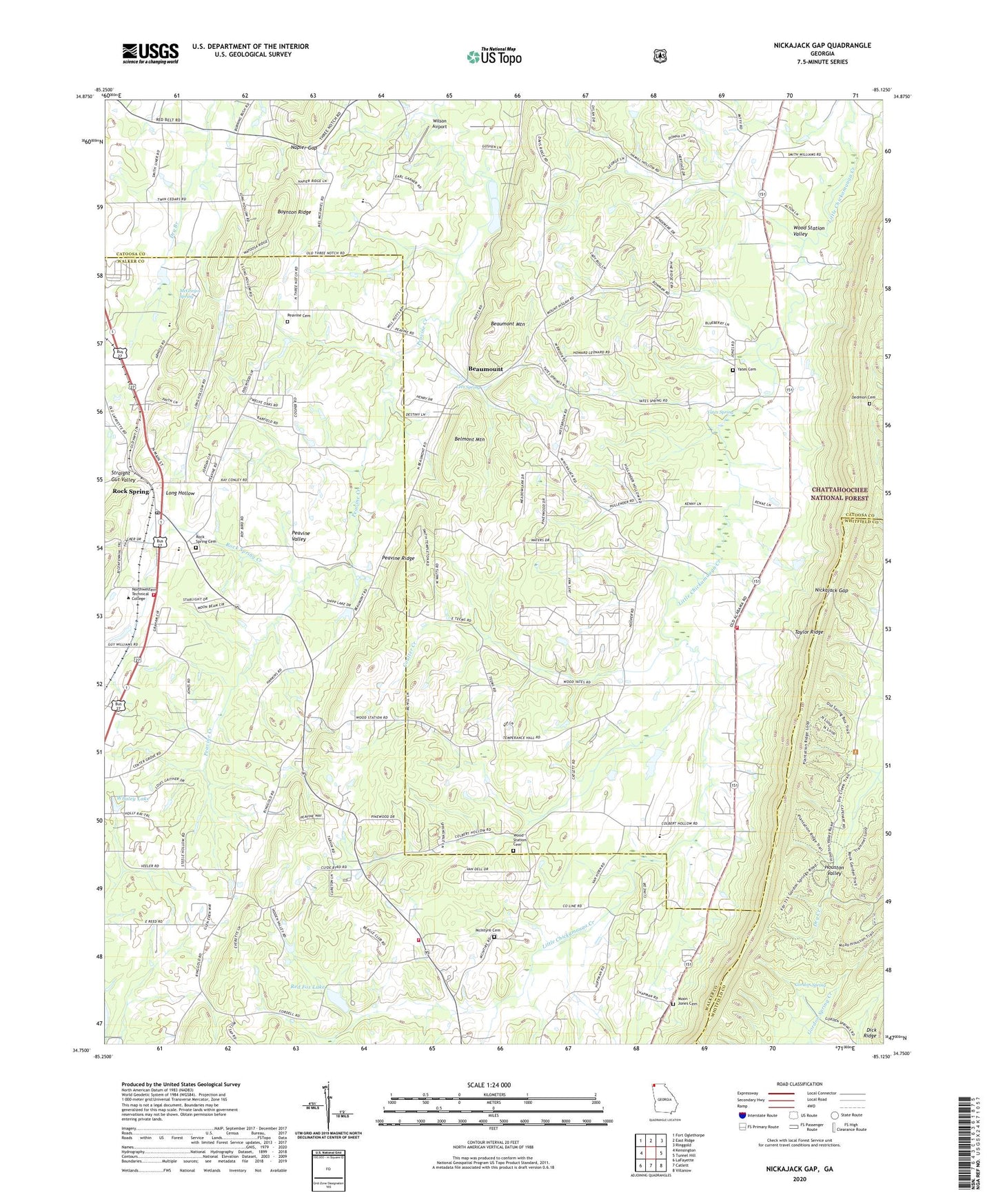 Nickajack Gap Georgia US Topo Map Image