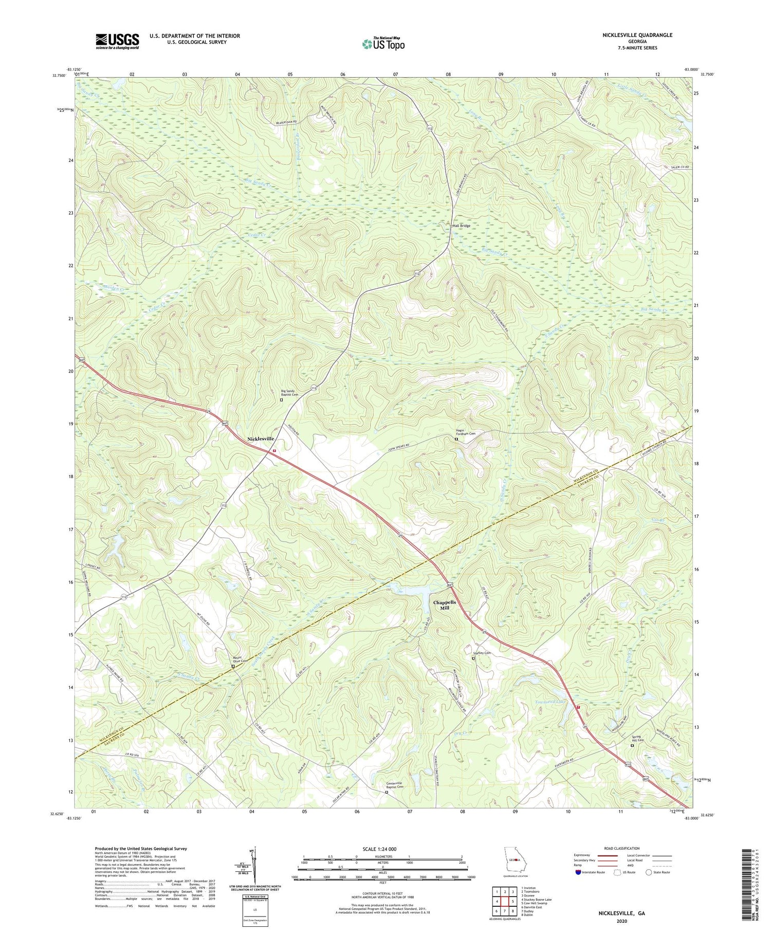 Nicklesville Georgia US Topo Map Image