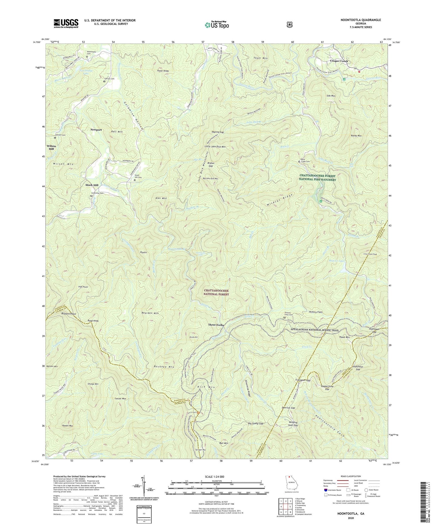 Noontootla Georgia US Topo Map Image