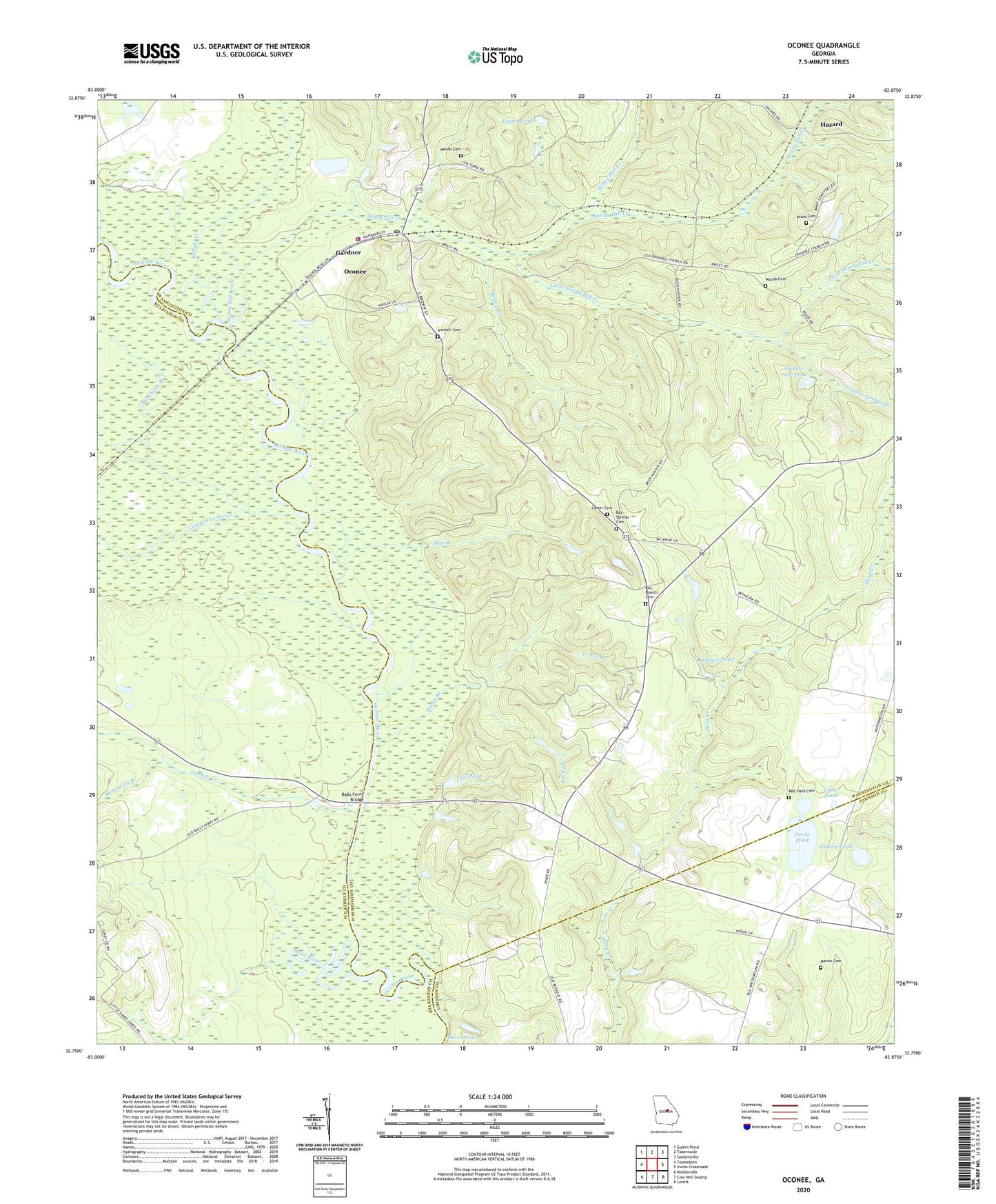 Oconee Georgia US Topo Map Image