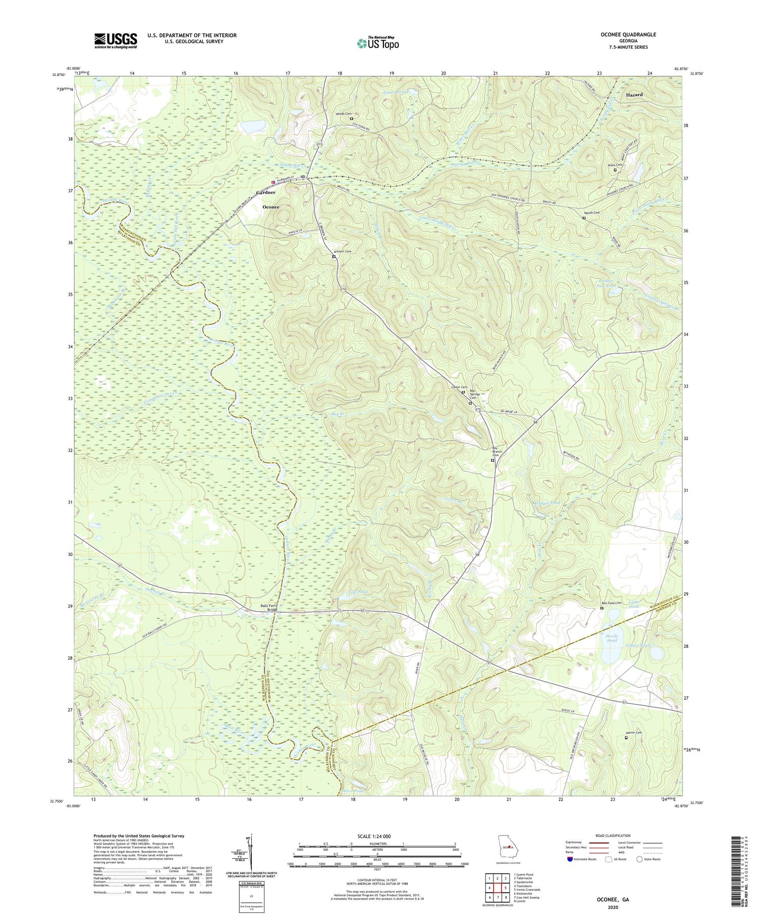 Oconee Georgia US Topo Map Image