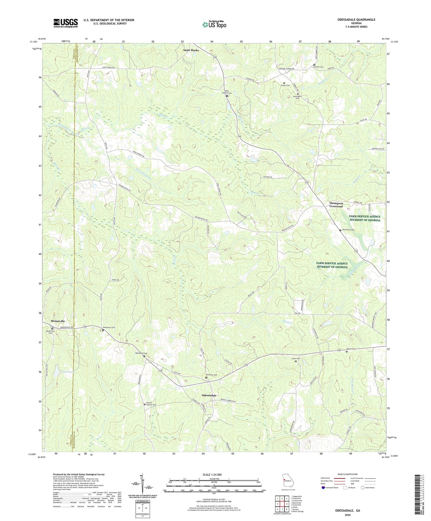 Odessadale Georgia US Topo Map Image