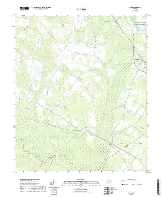 Oliver Georgia US Topo Map Image