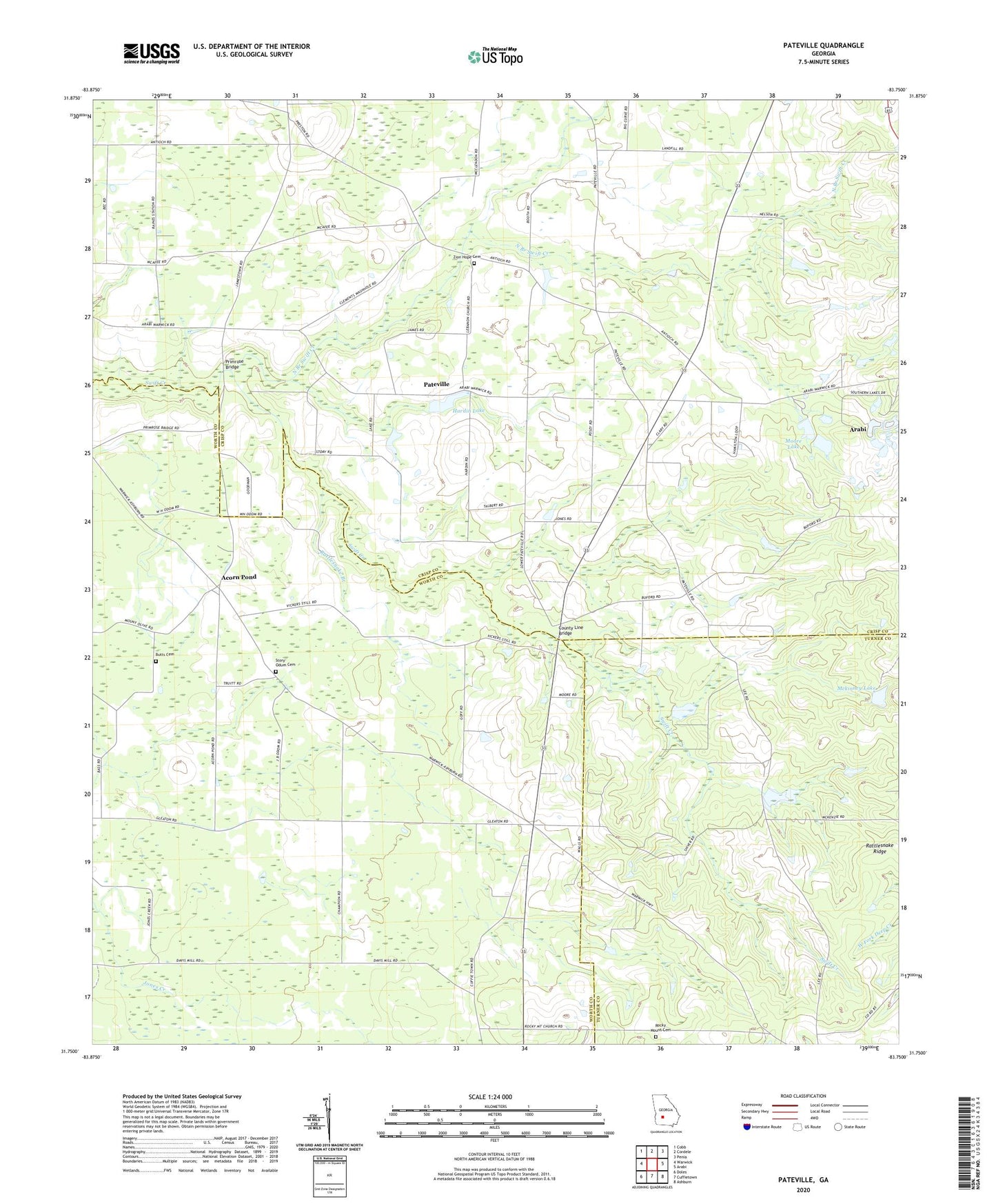 Pateville Georgia US Topo Map Image
