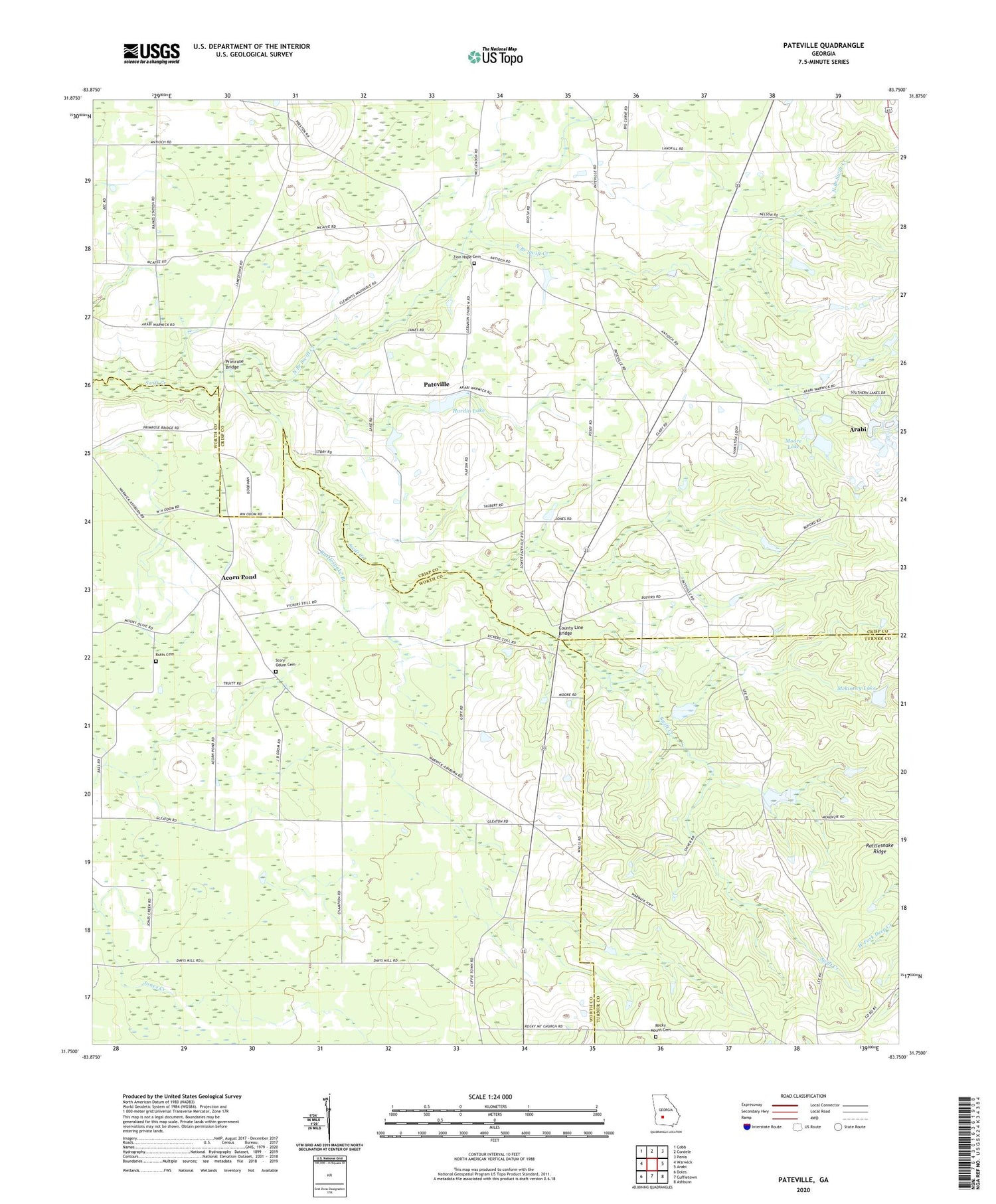 Pateville Georgia US Topo Map Image
