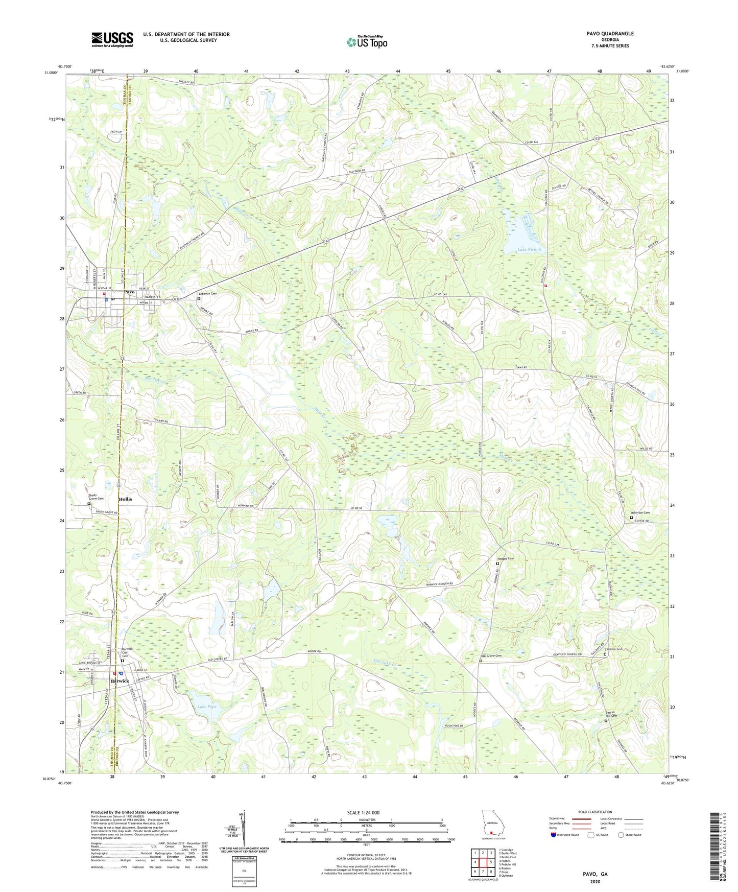 Pavo Georgia US Topo Map Image