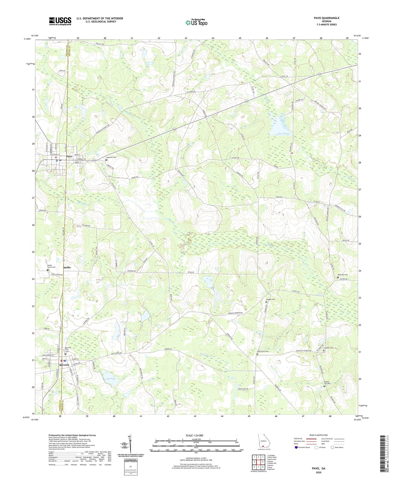 Pavo Georgia US Topo Map Image