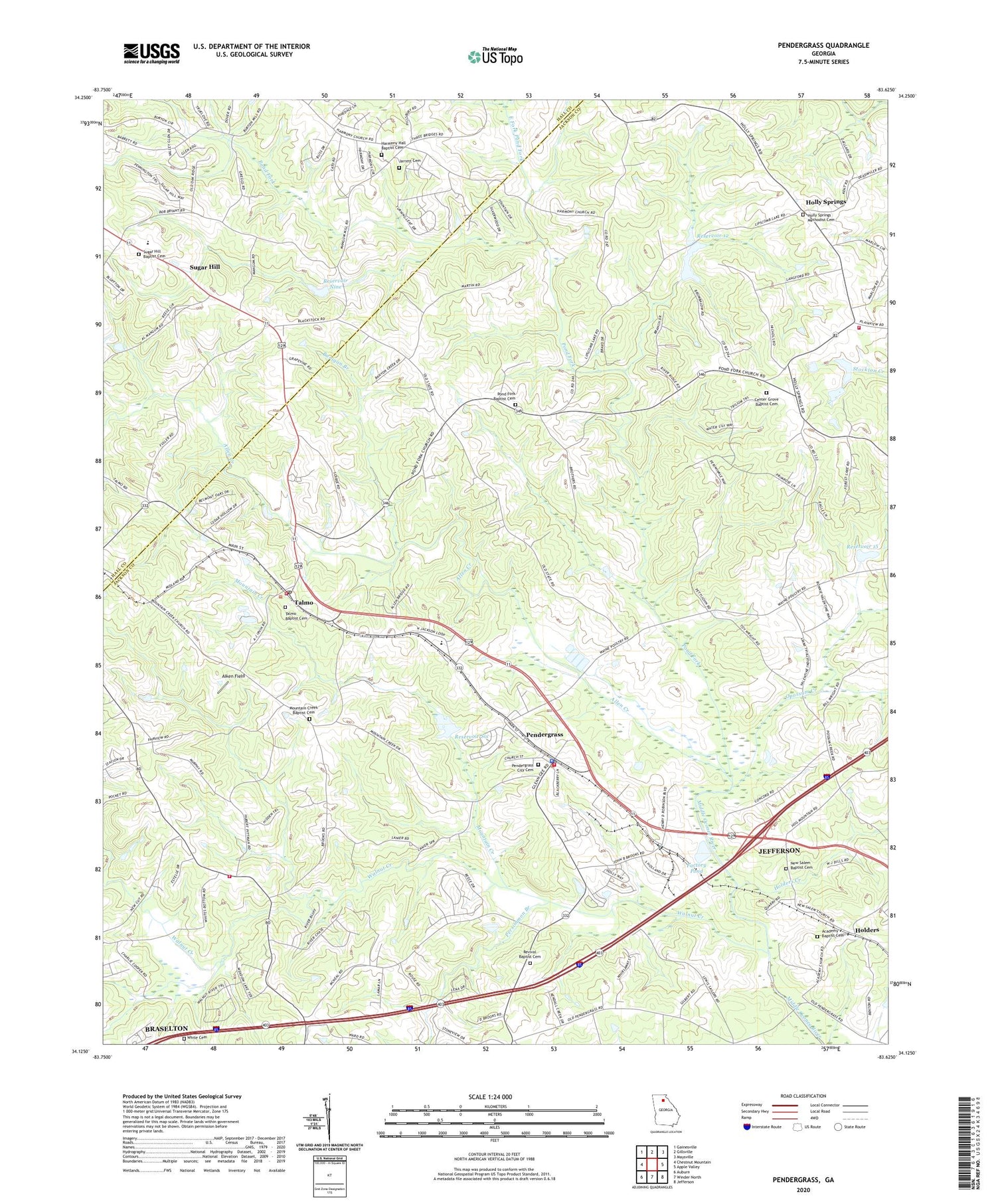 Pendergrass Georgia US Topo Map Image