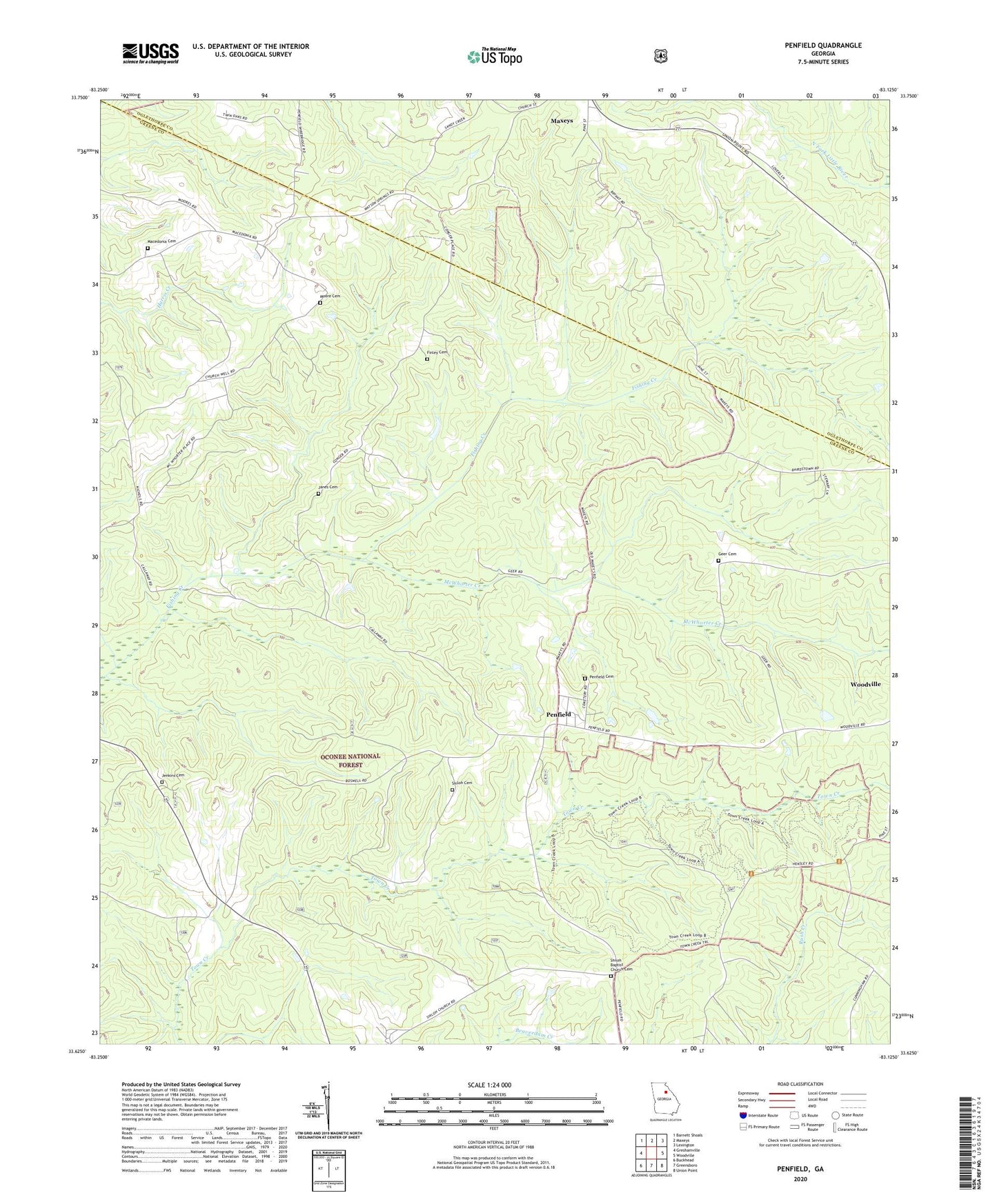 Penfield Georgia US Topo Map Image