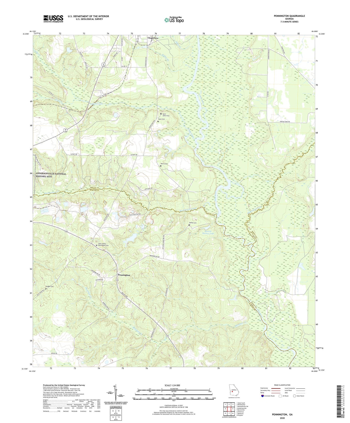 Pennington Georgia US Topo Map Image
