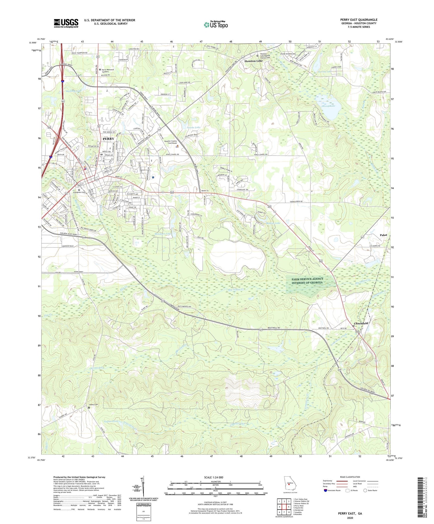 Perry East Georgia US Topo Map Image