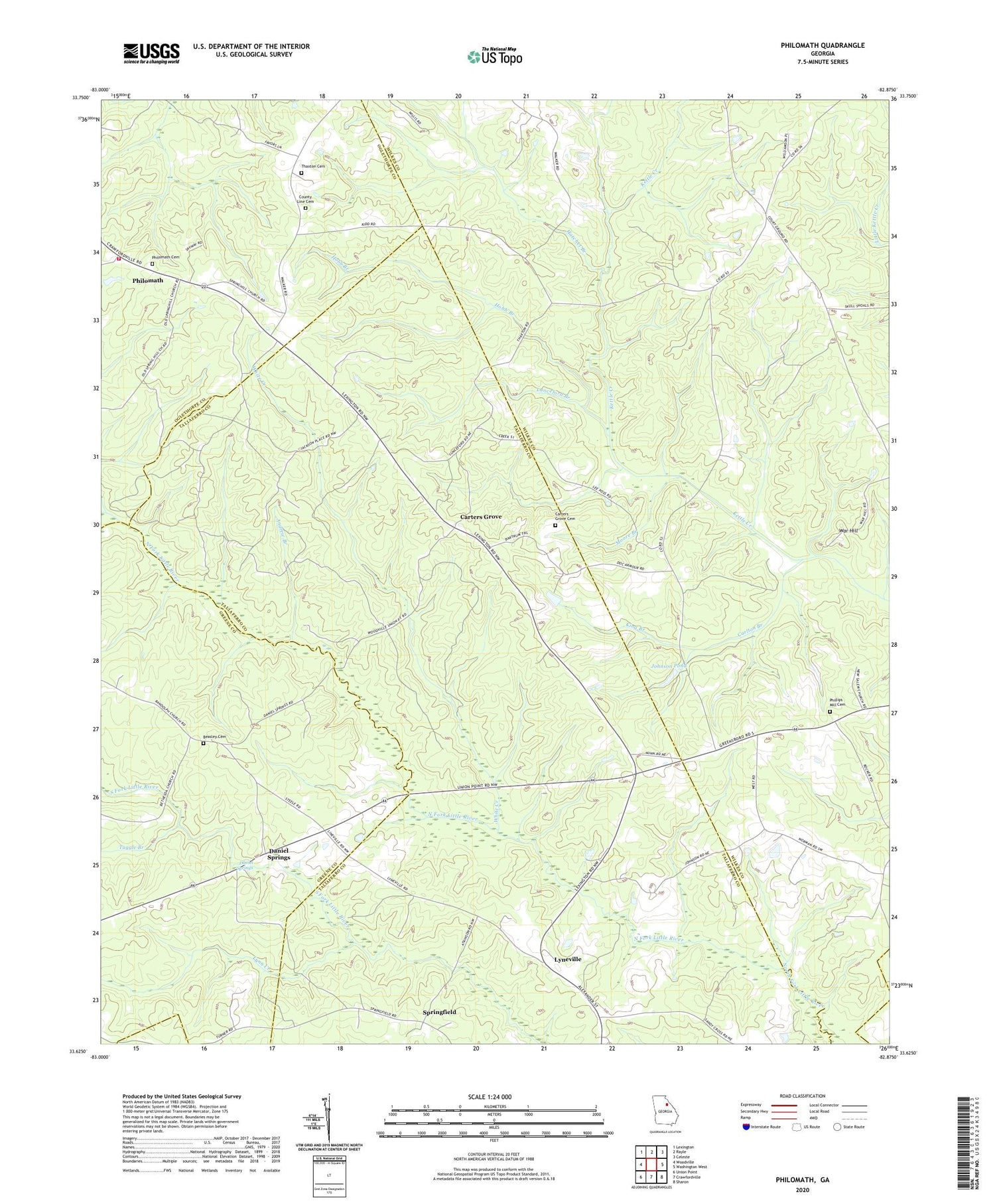 Philomath Georgia US Topo Map Image