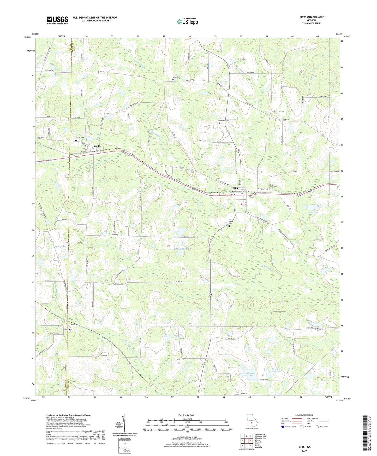 Pitts Georgia US Topo Map Image