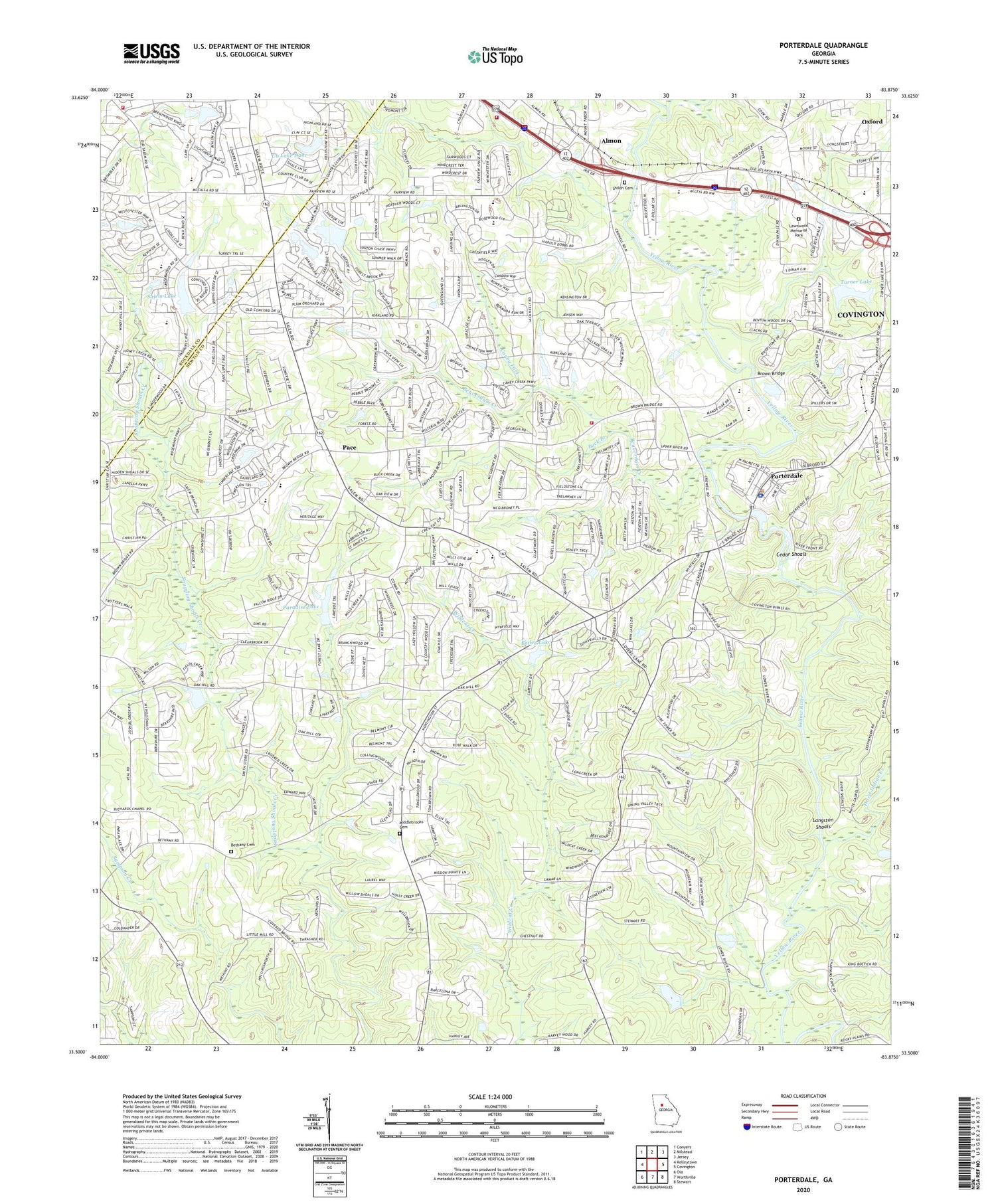 Porterdale Georgia US Topo Map Image