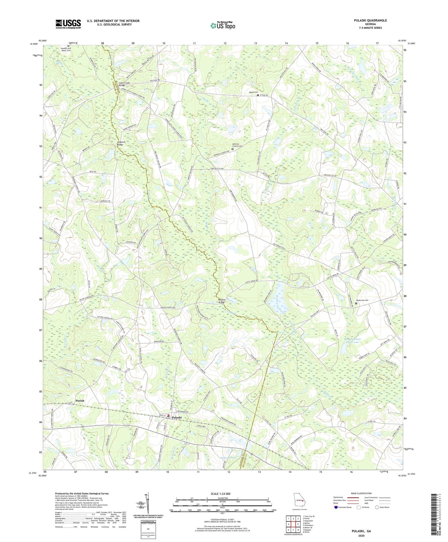 Pulaski Georgia US Topo Map Image