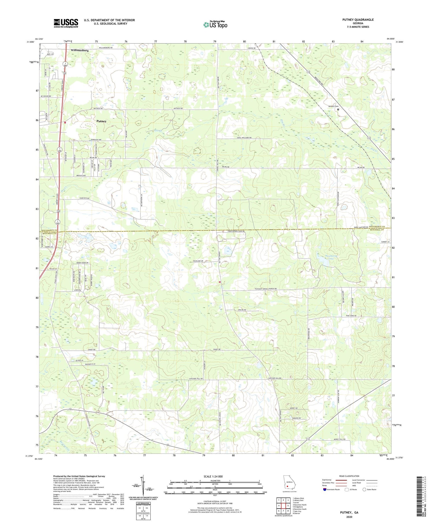 Putney Georgia US Topo Map Image