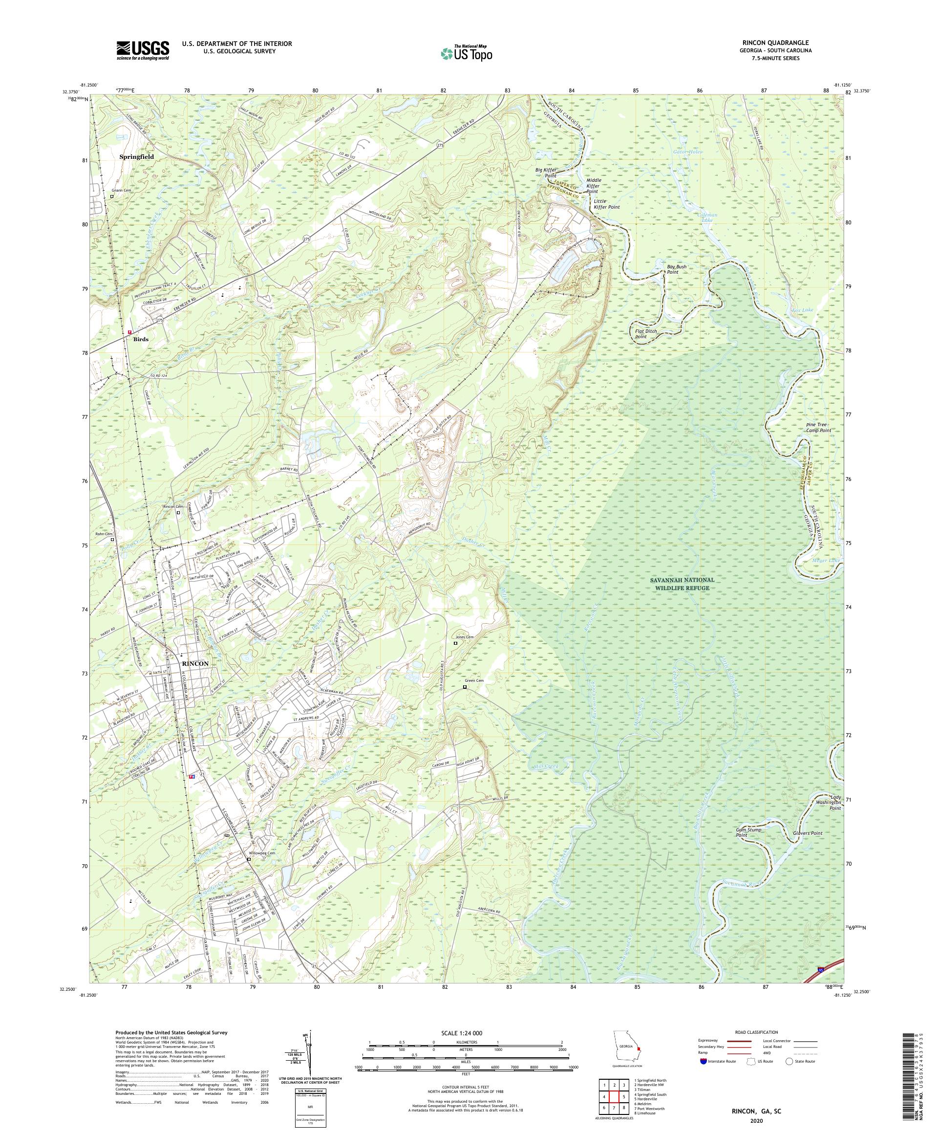 Rincon Georgia US Topo Map – MyTopo Map Store