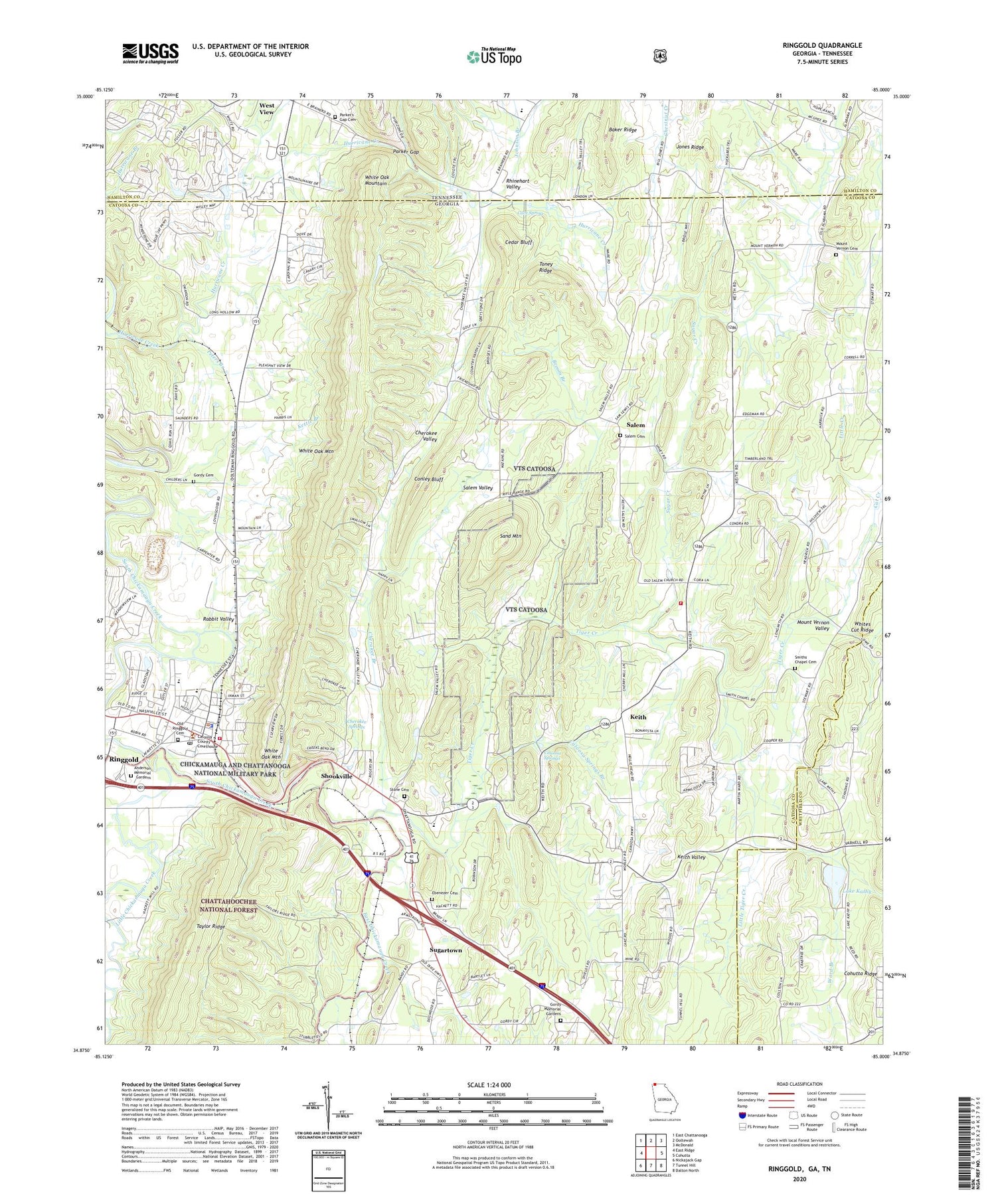 Ringgold Georgia US Topo Map Image