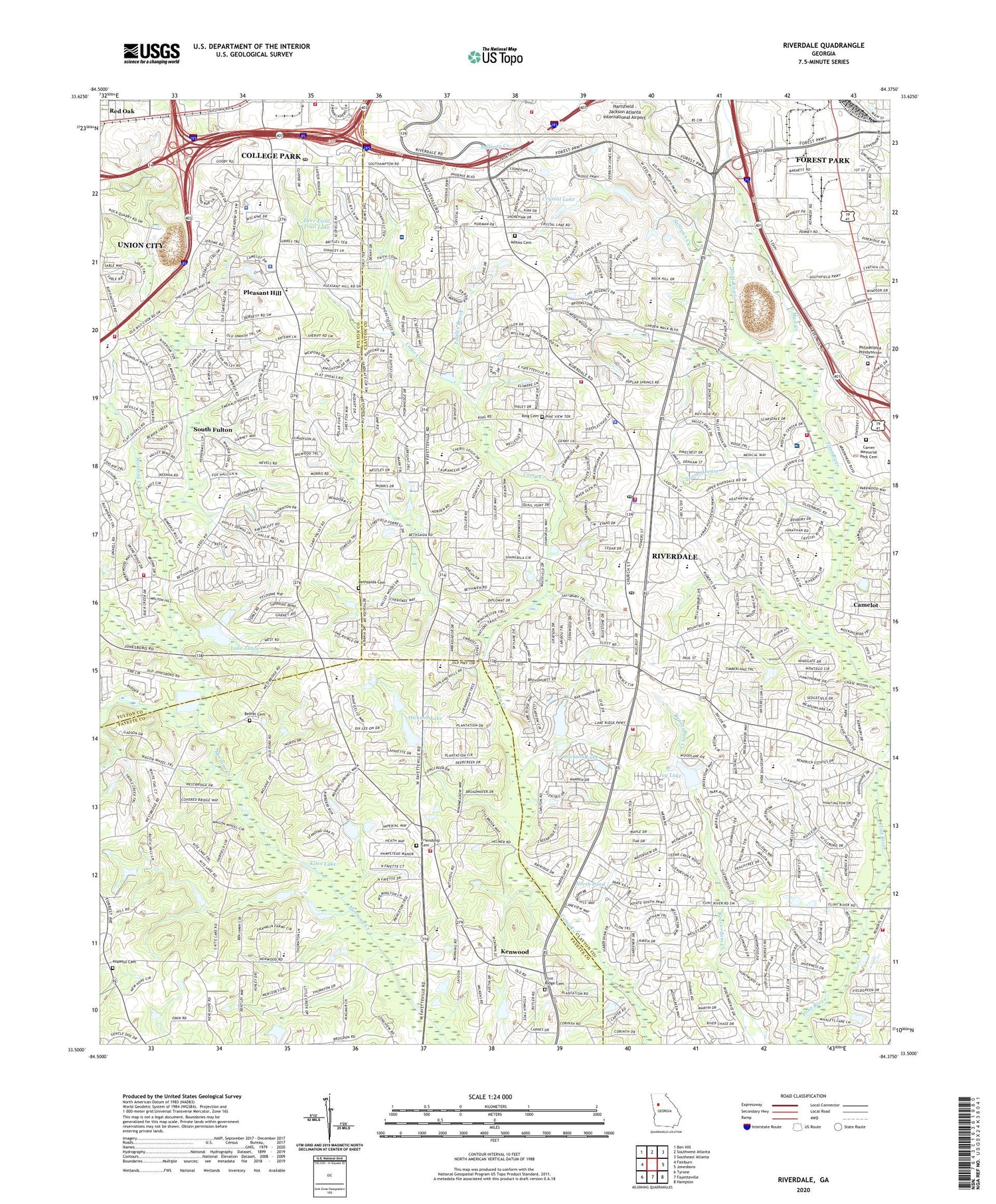 Riverdale Georgia US Topo Map Image