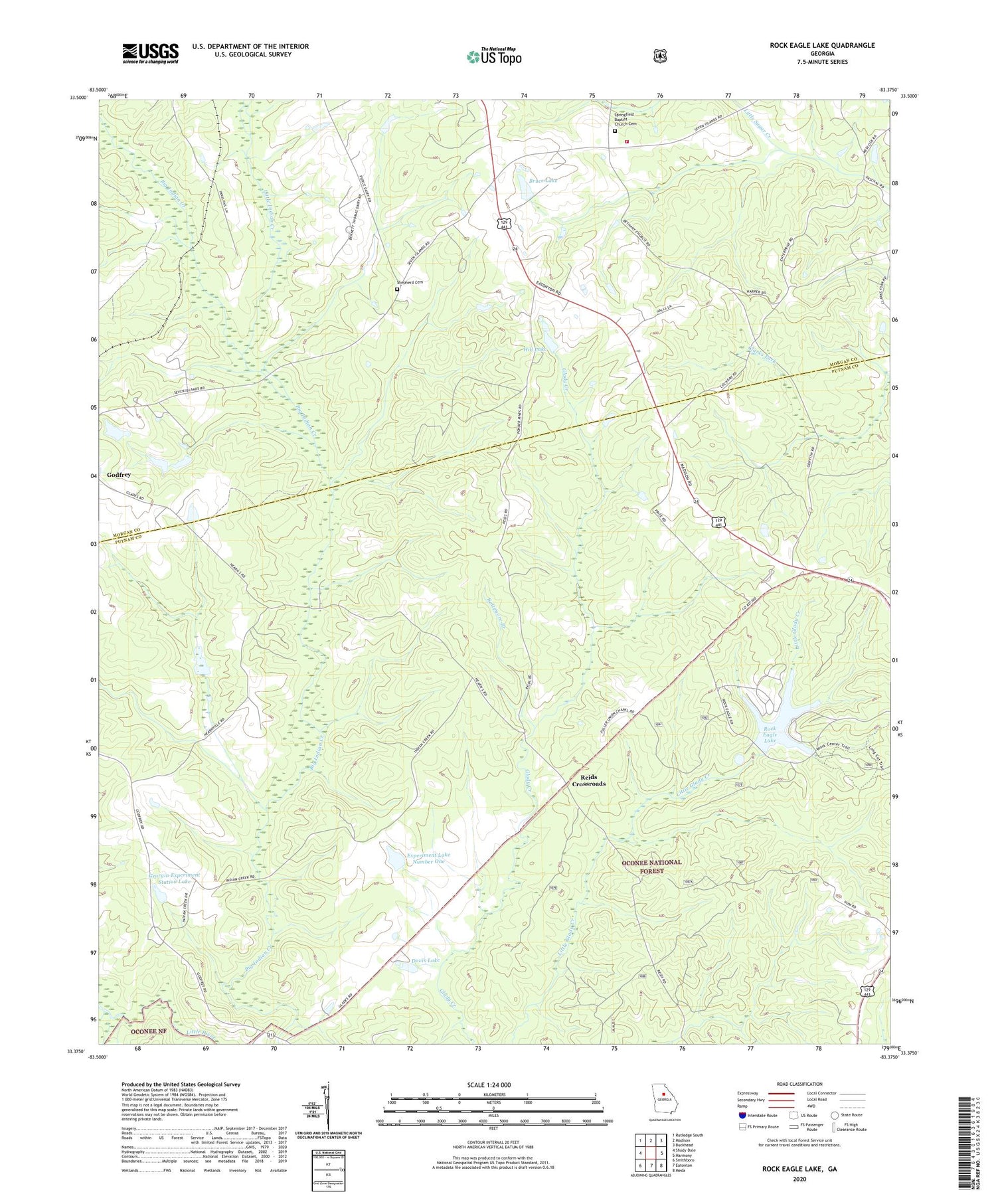 Rock Eagle Lake Georgia US Topo Map Image