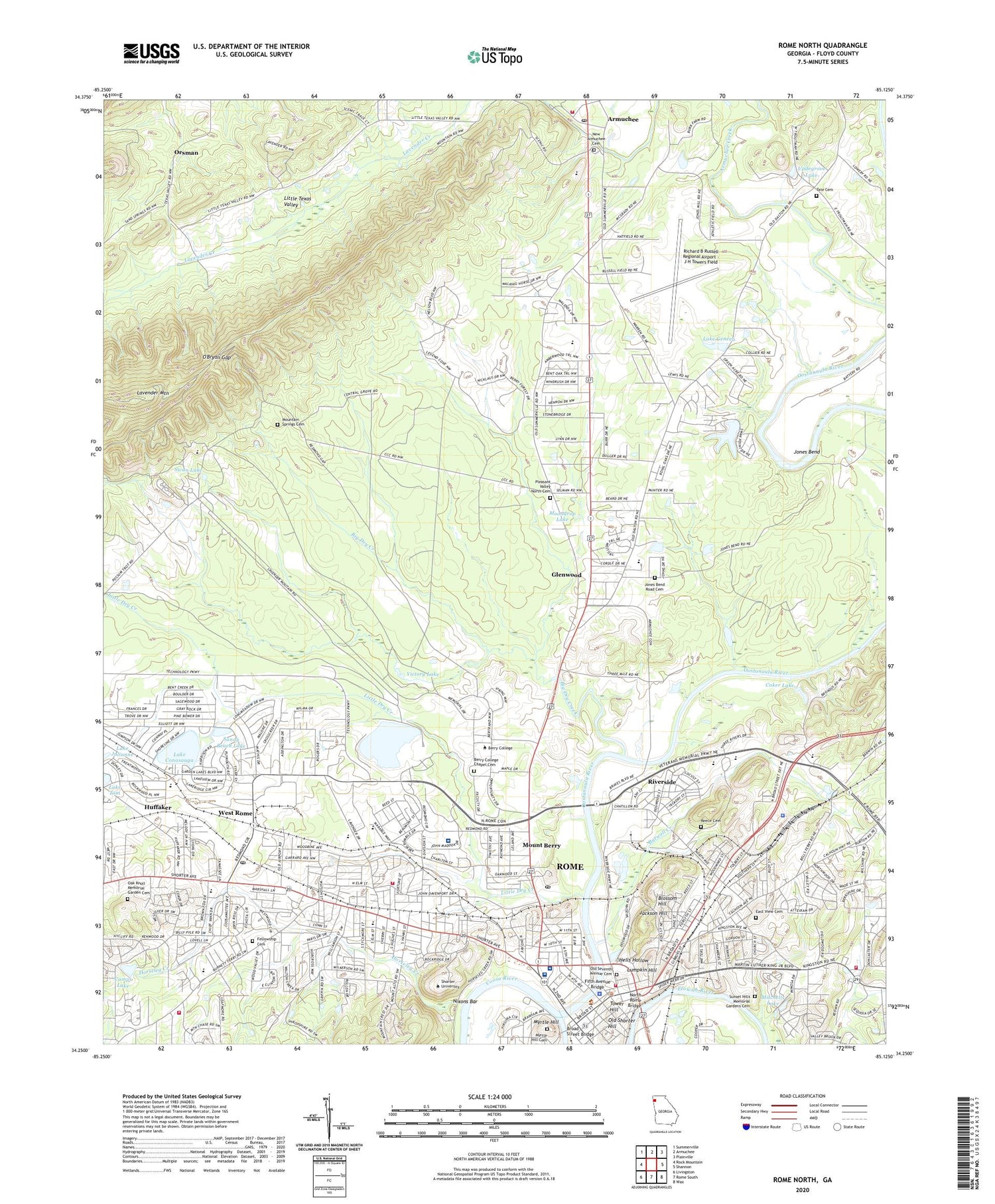 Rome North Georgia US Topo Map Image