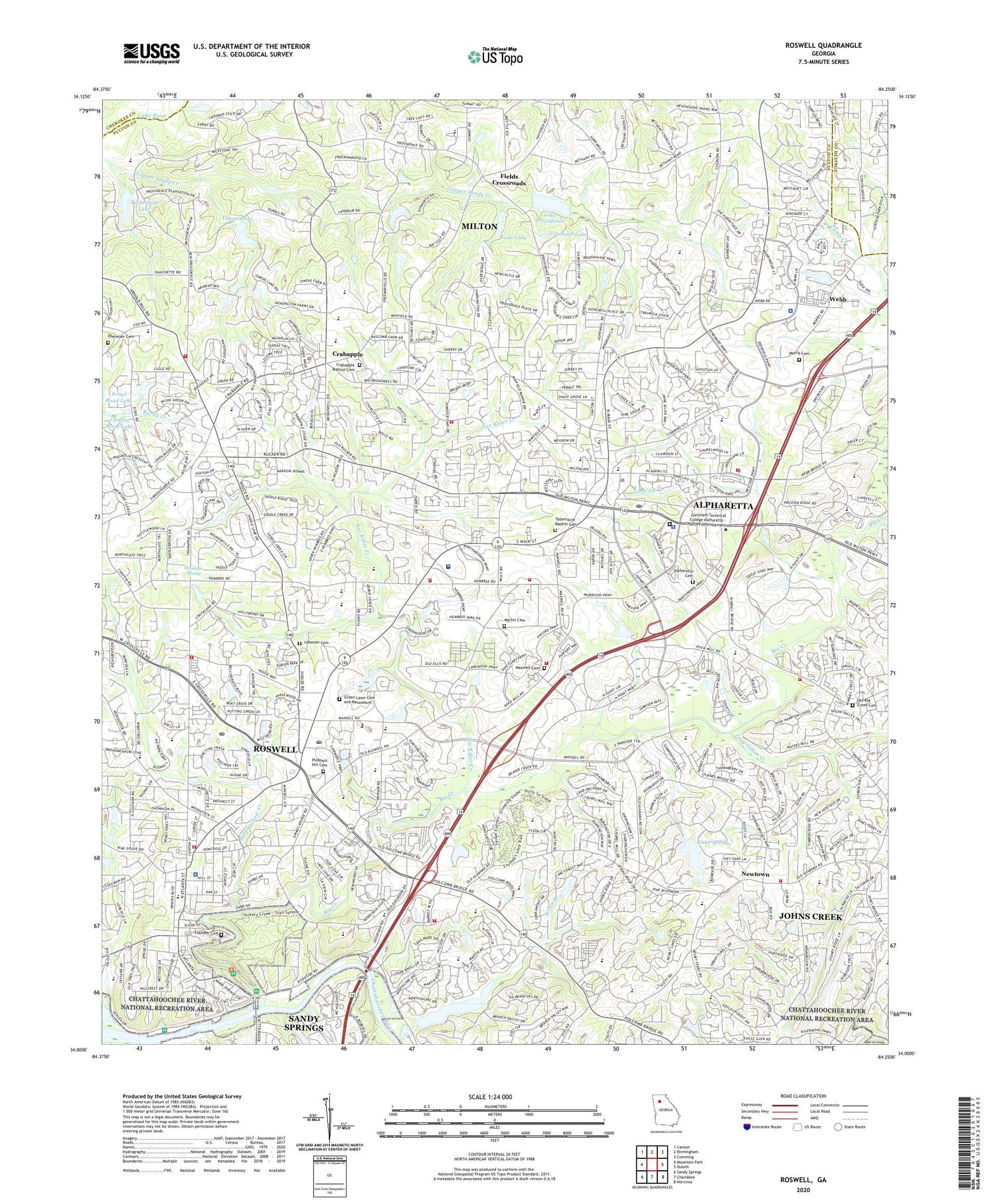 Roswell Georgia US Topo Map Image