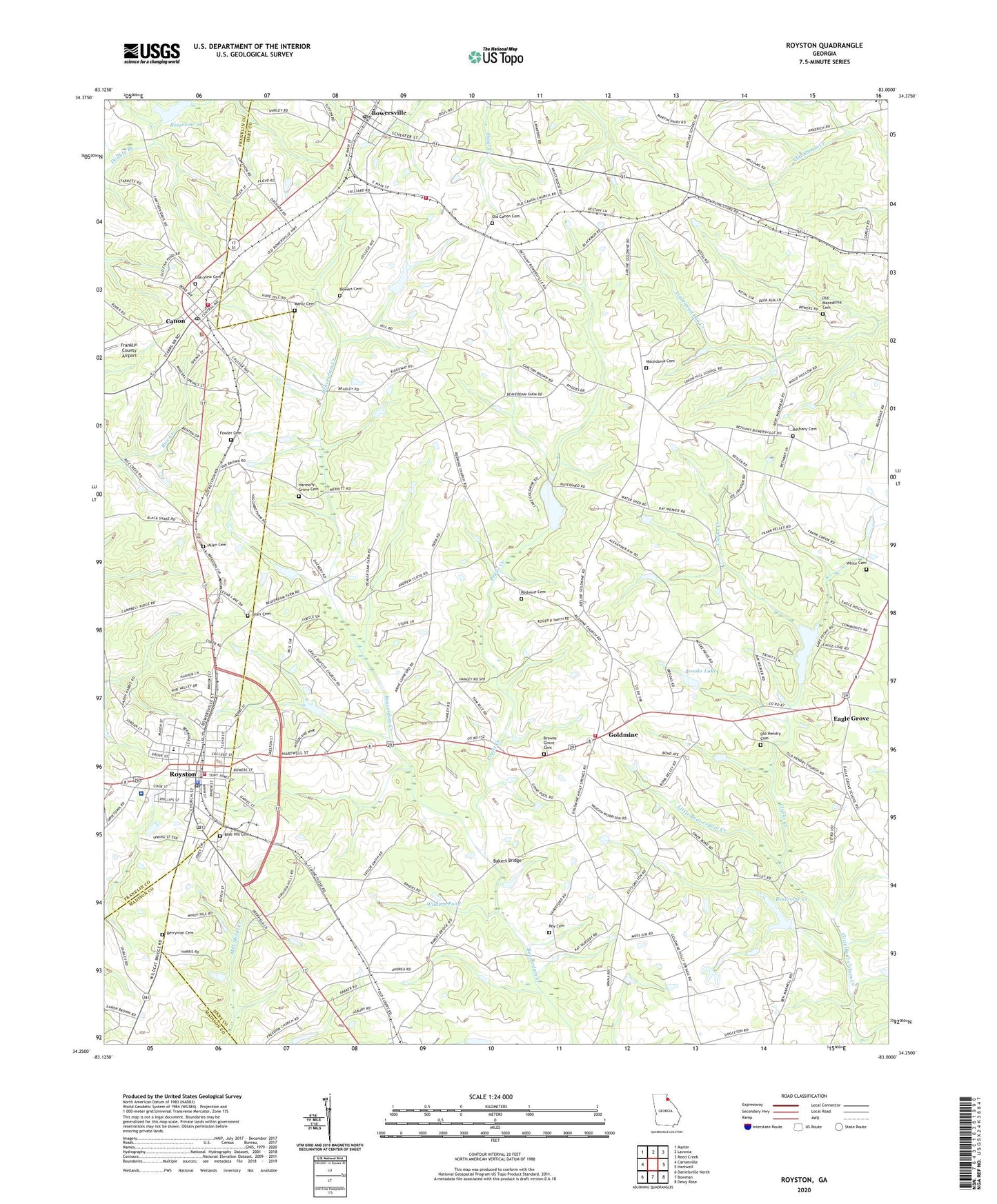 Royston Georgia US Topo Map Image