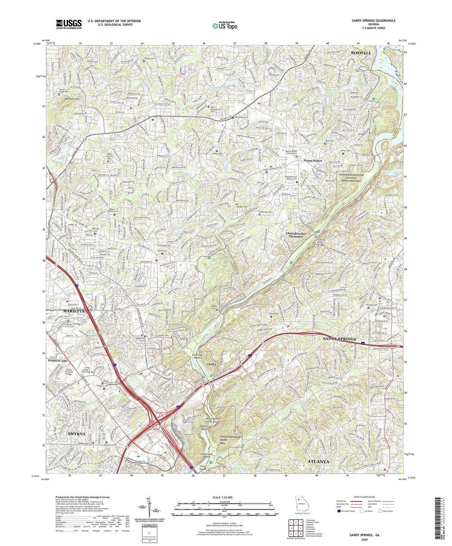 Sandy Springs Georgia US Topo Map Image