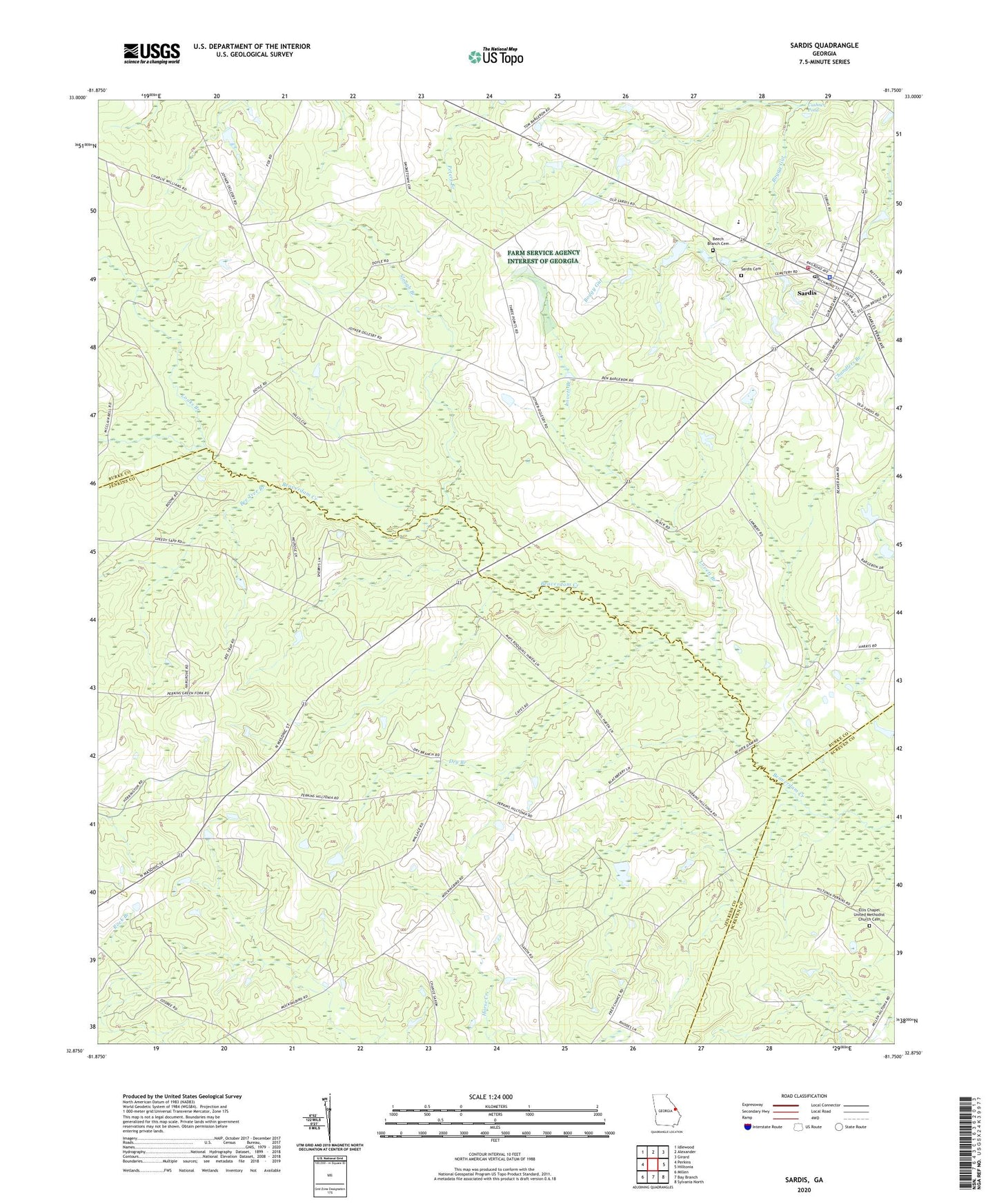 Sardis Georgia US Topo Map Image