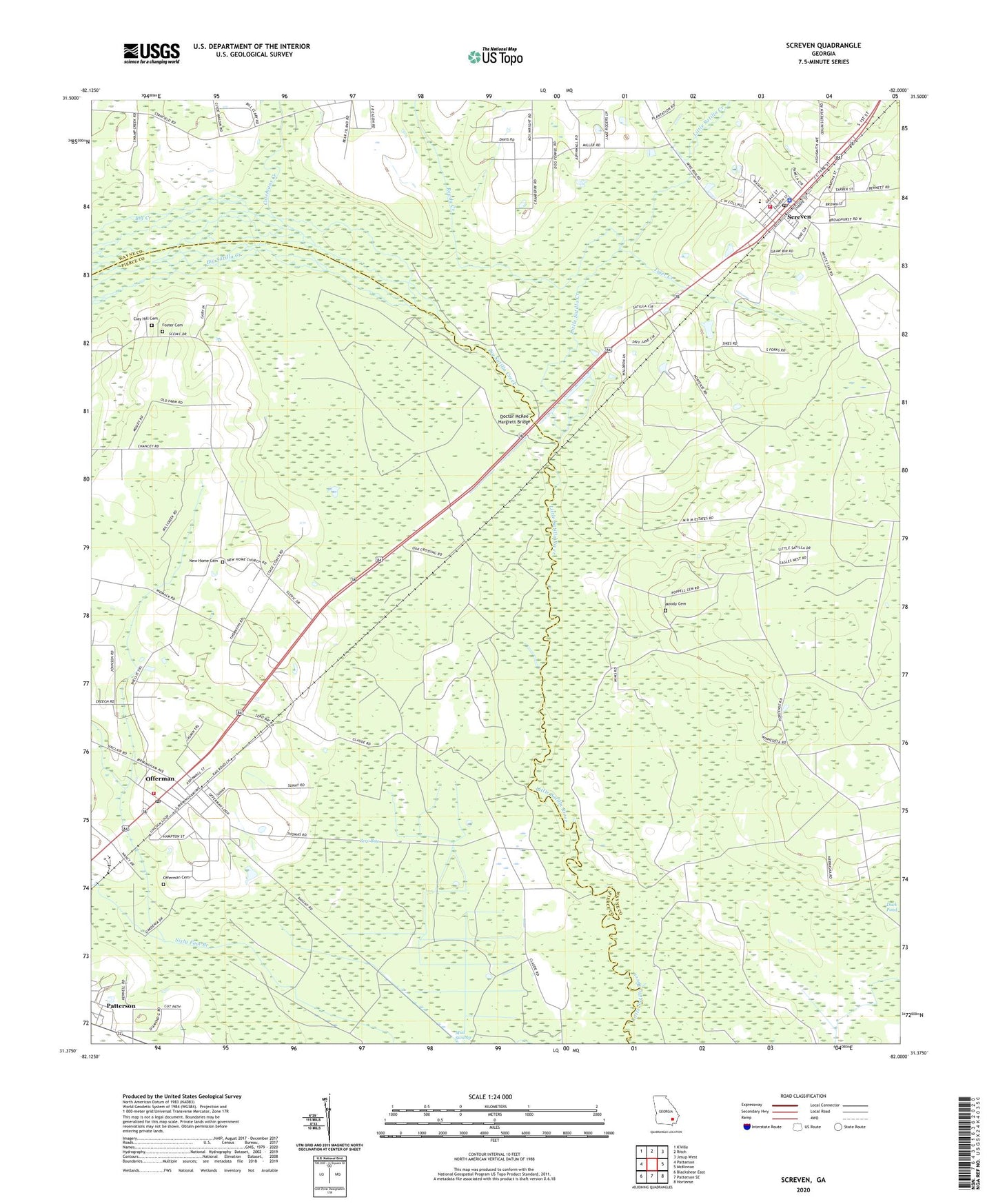 Screven Georgia US Topo Map Image