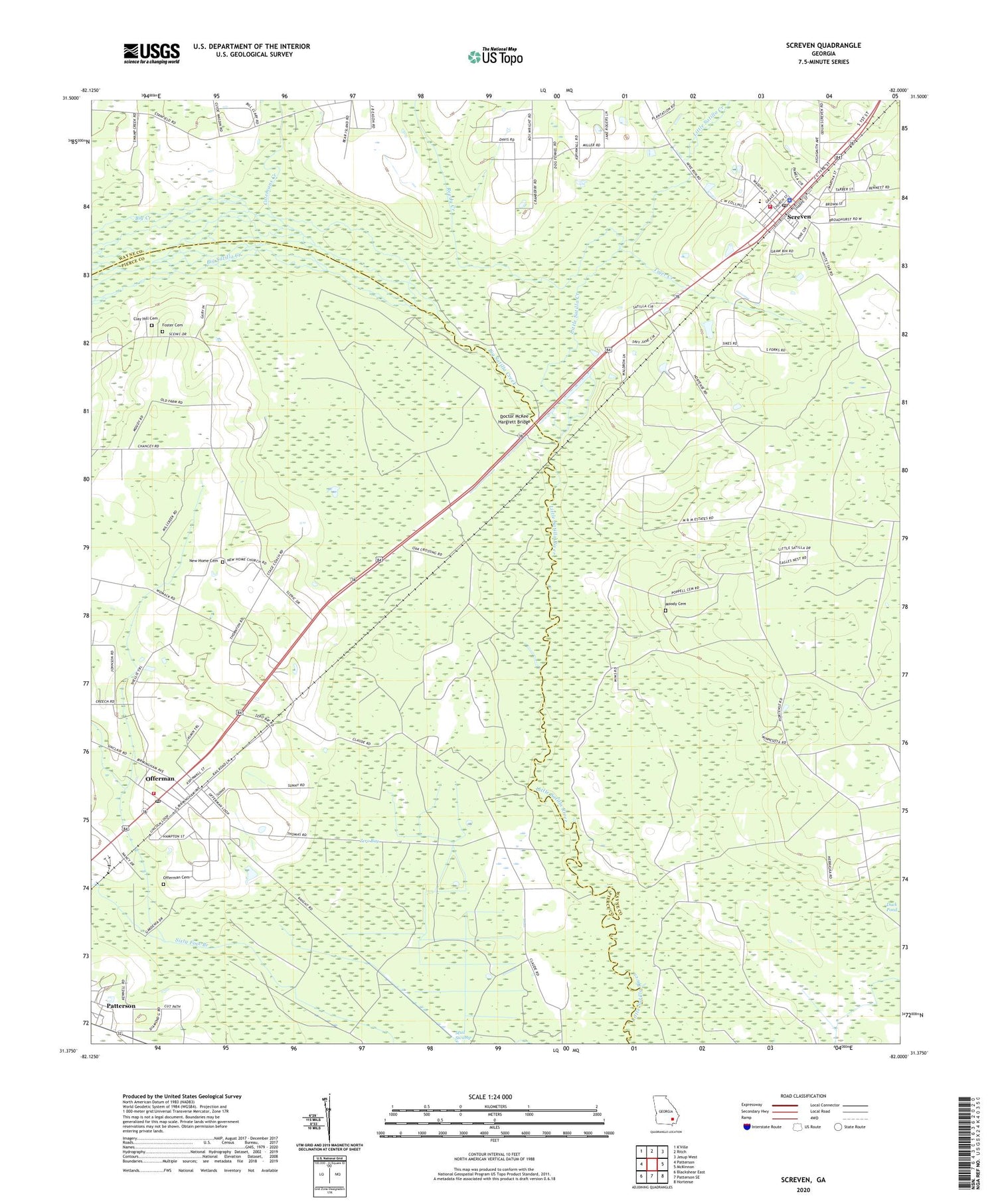 Screven Georgia US Topo Map Image