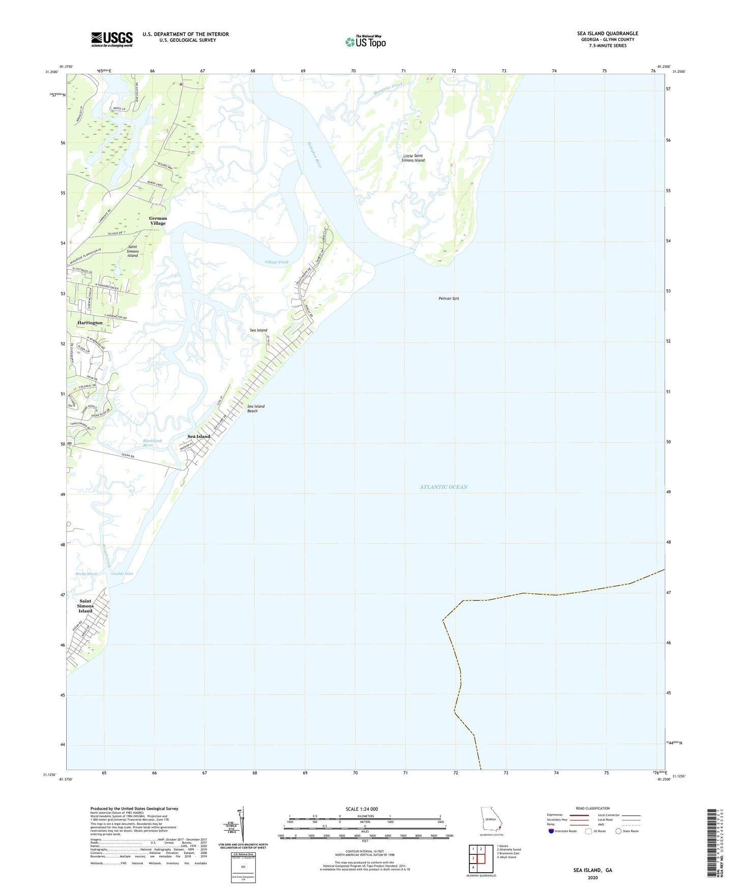 Sea Island Georgia US Topo Map Image