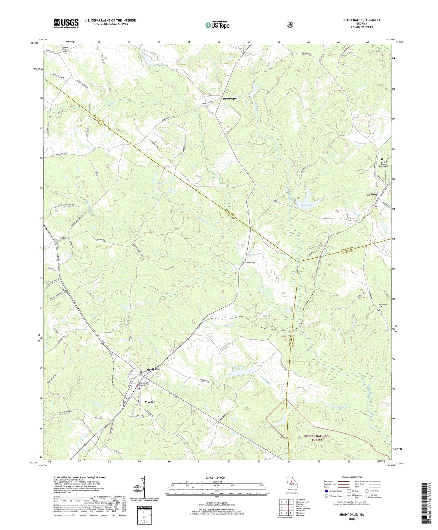 Shady Dale Georgia US Topo Map Image