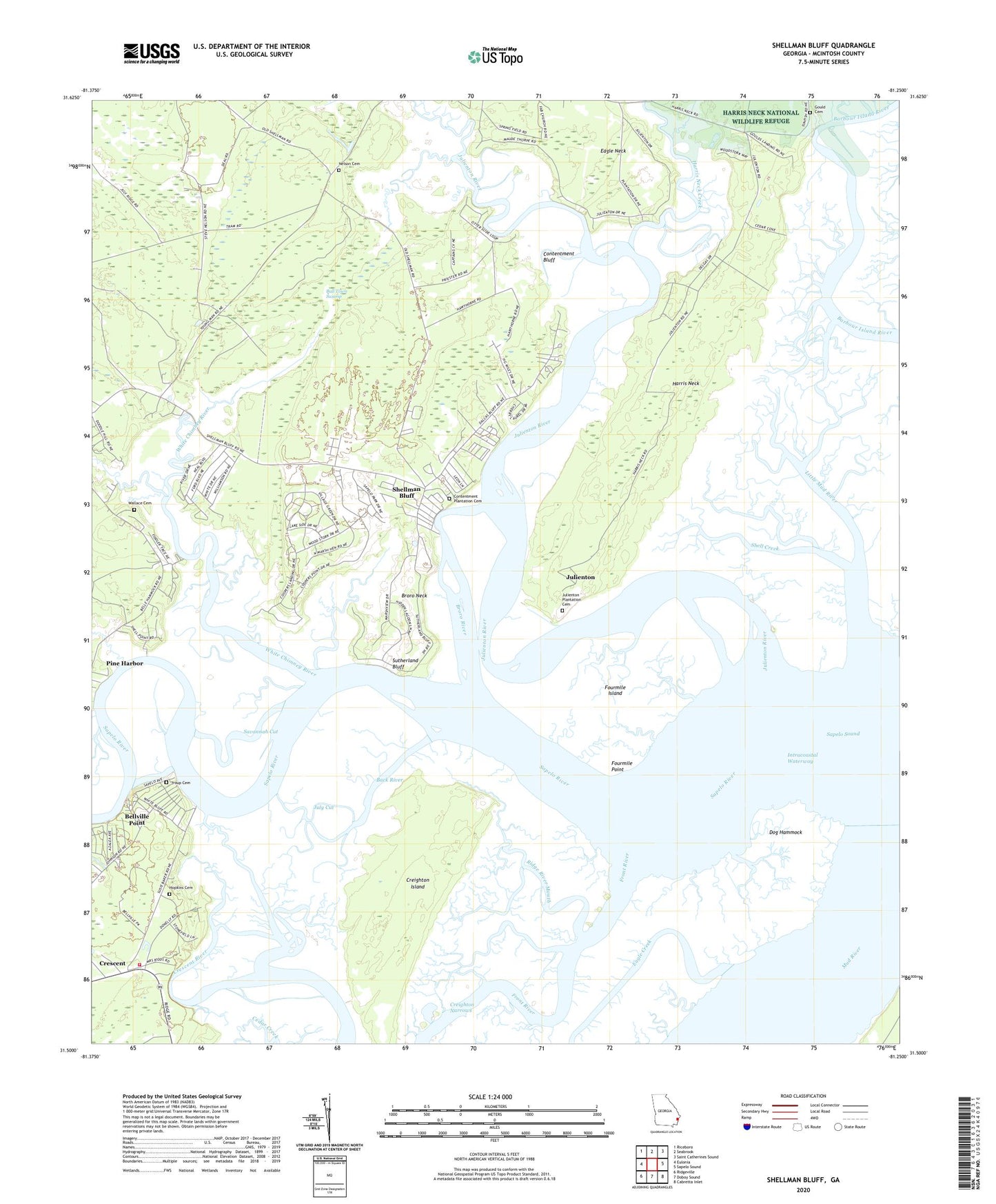 Shellman Bluff Georgia US Topo Map Image