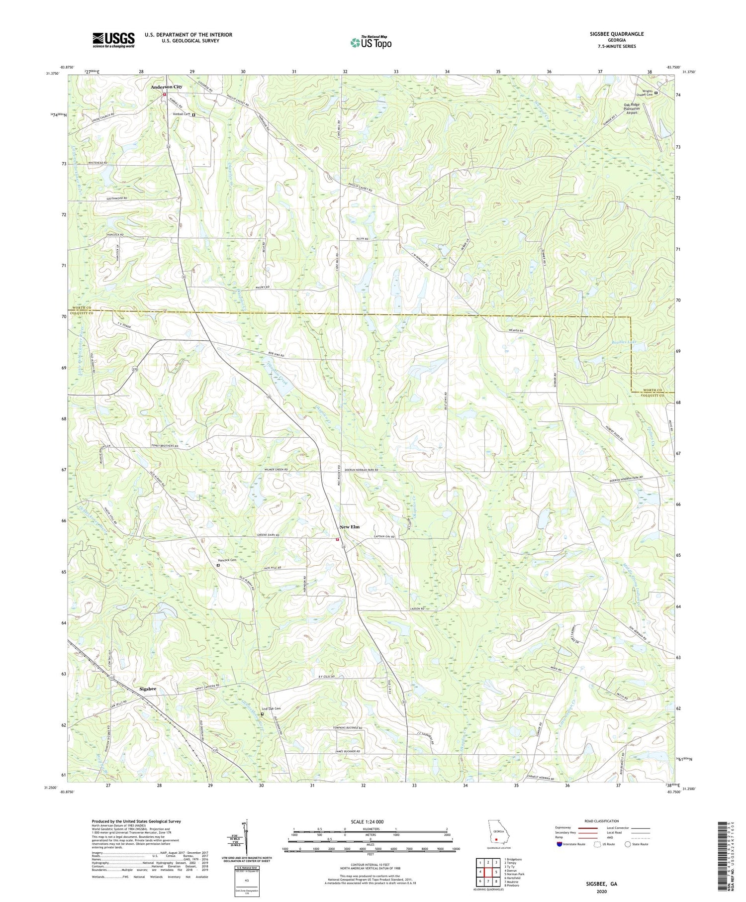 Sigsbee Georgia US Topo Map Image