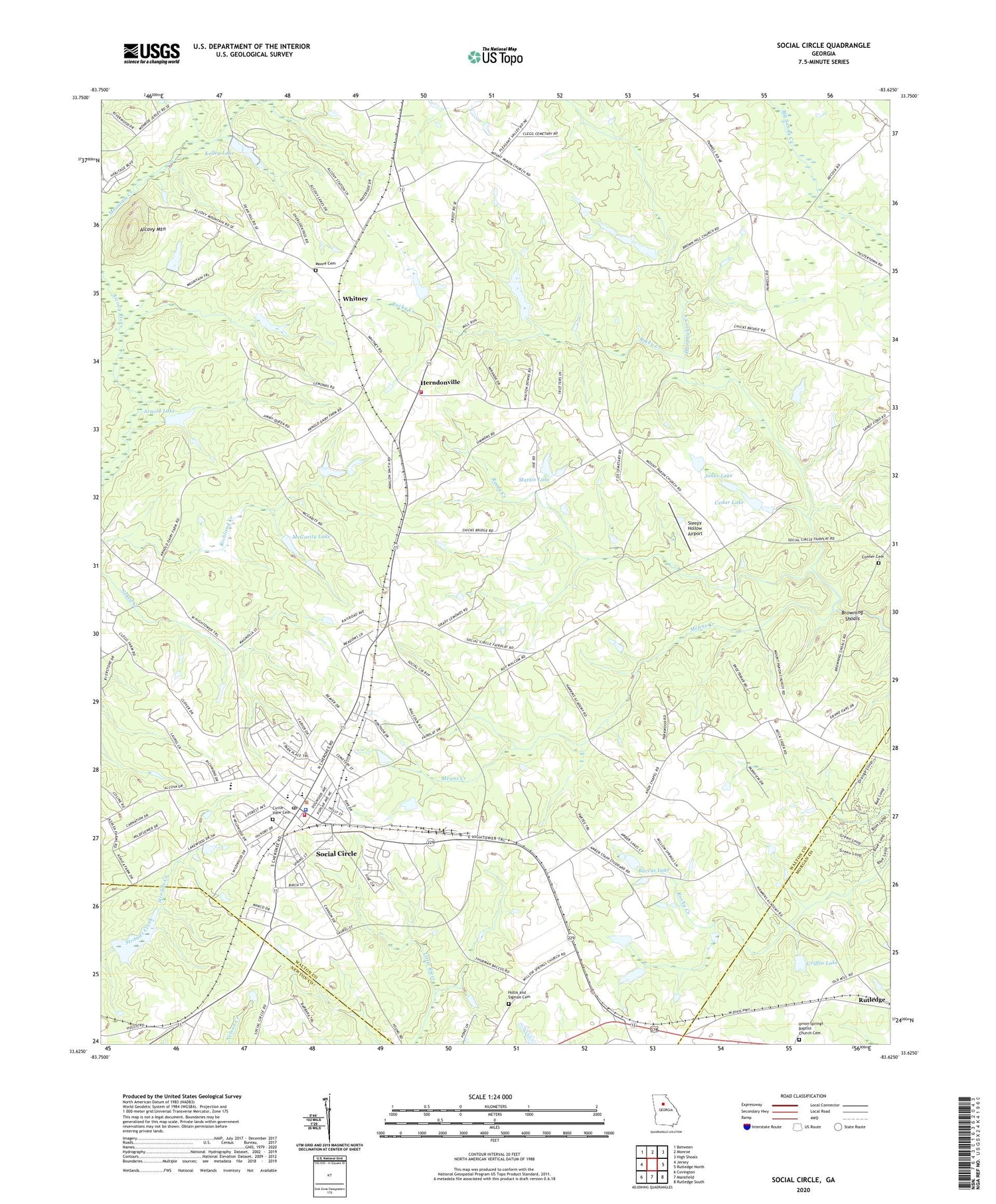 Social Circle Georgia US Topo Map Image