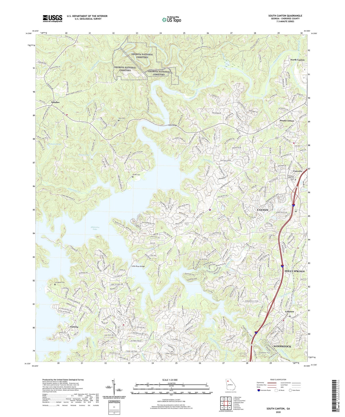 South Canton Georgia US Topo Map Image