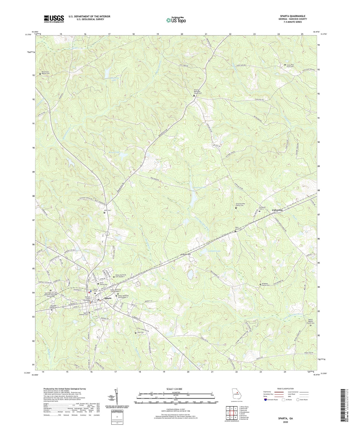 Sparta Georgia US Topo Map Image