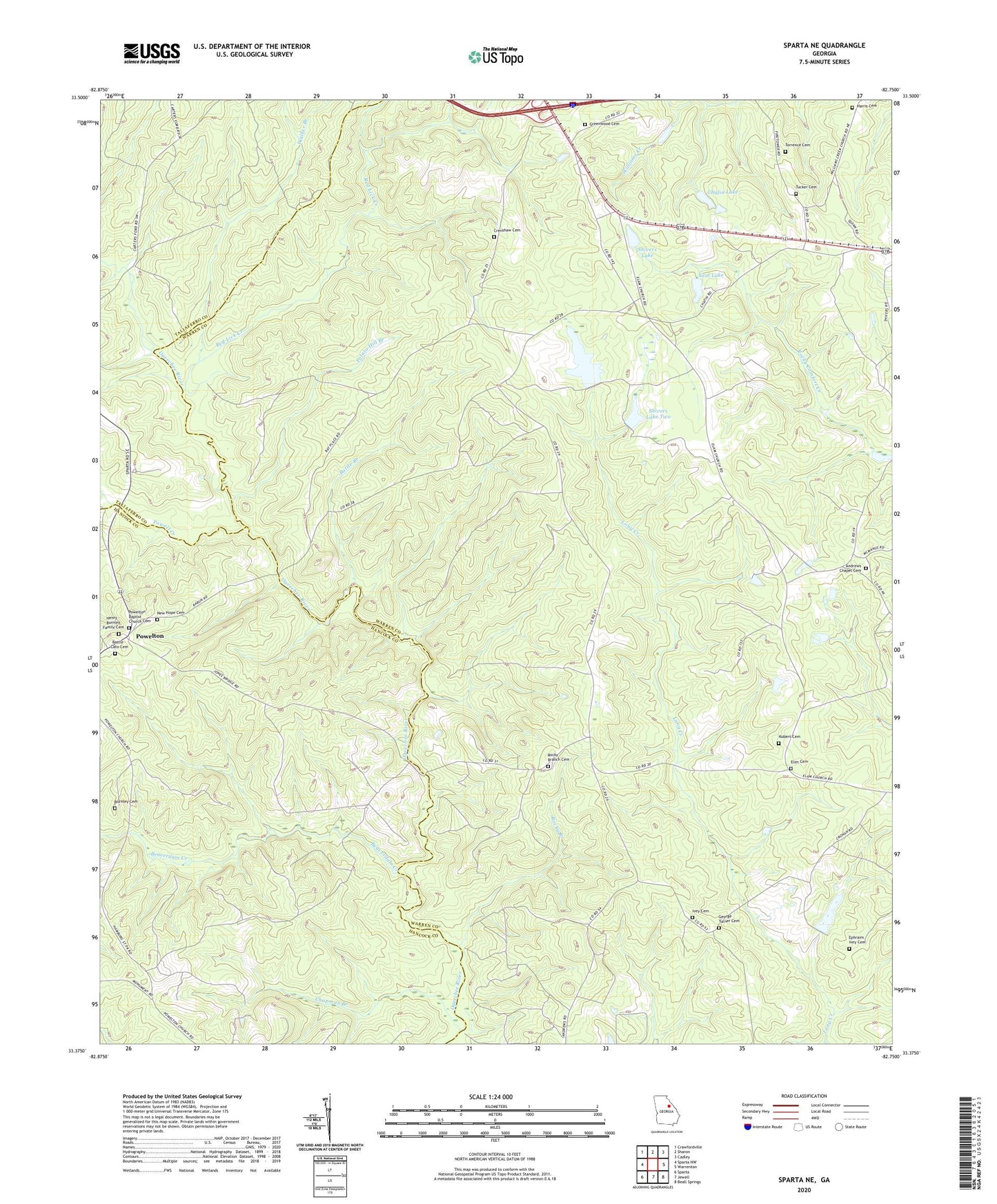 Sparta NE Georgia US Topo Map Image