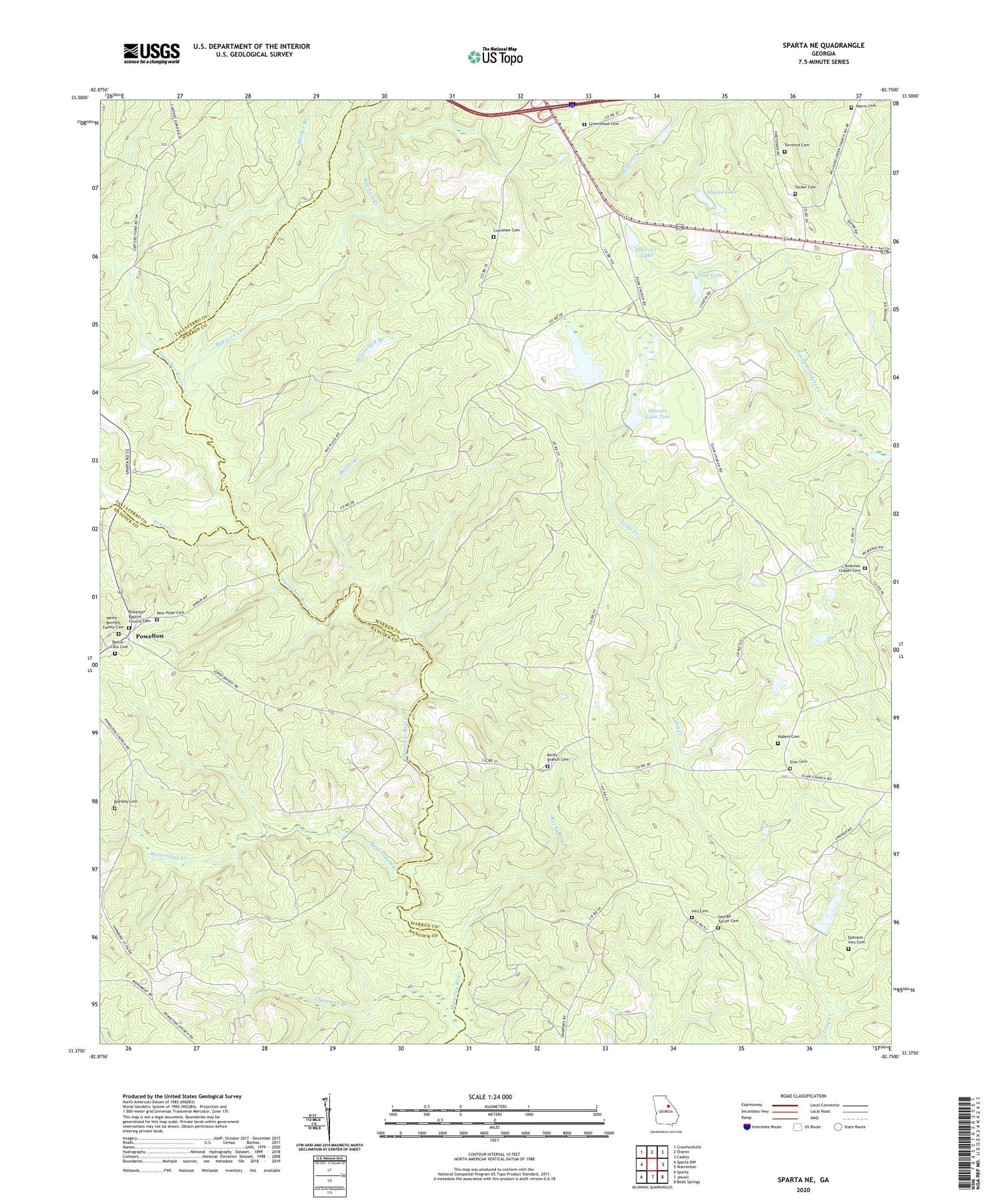 Sparta NE Georgia US Topo Map Image