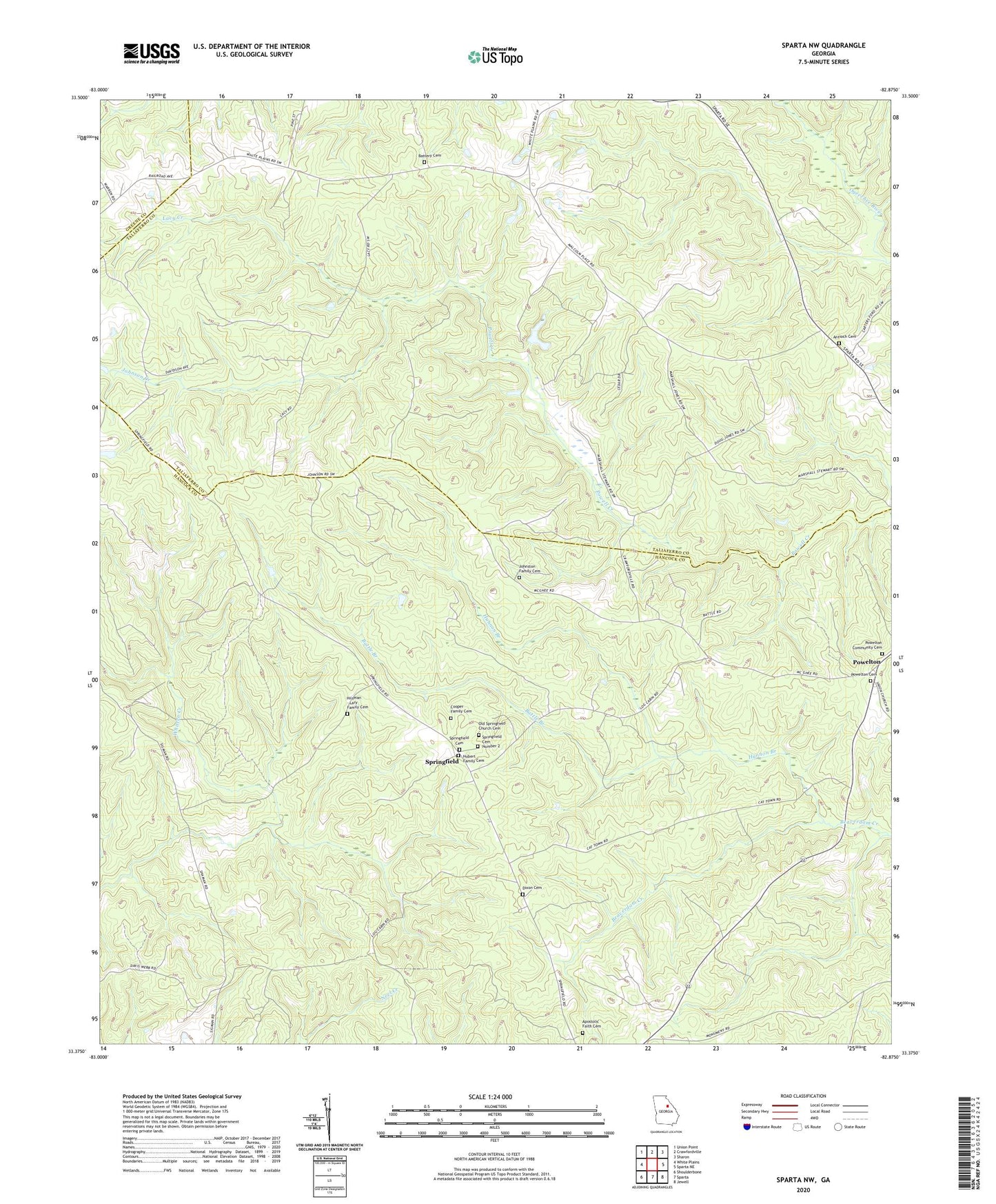 Sparta NW Georgia US Topo Map Image