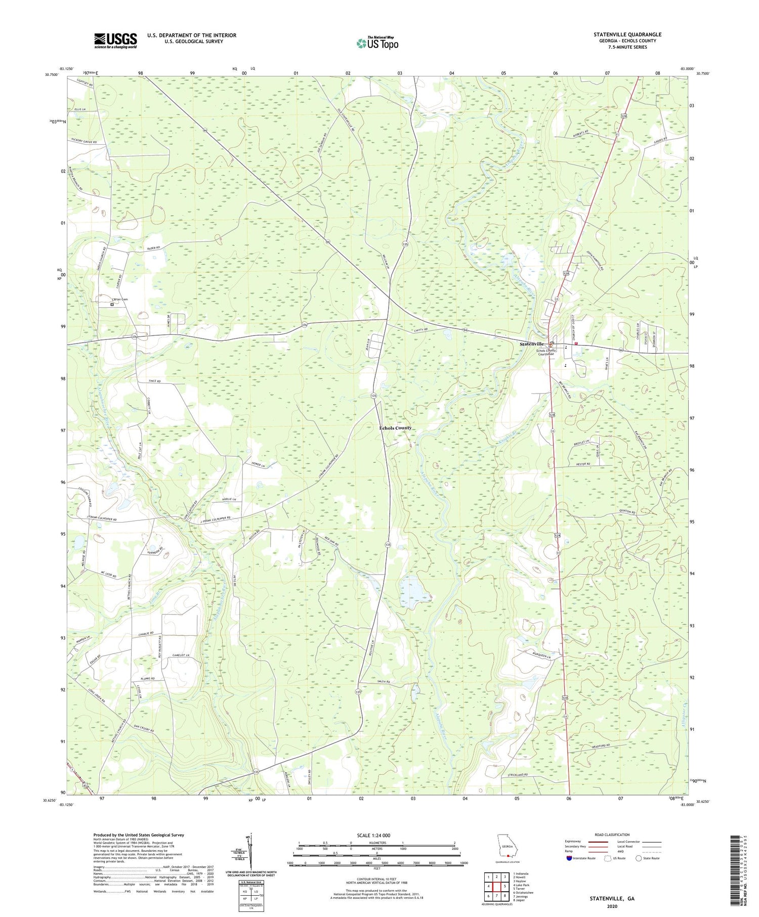 Statenville Georgia US Topo Map Image