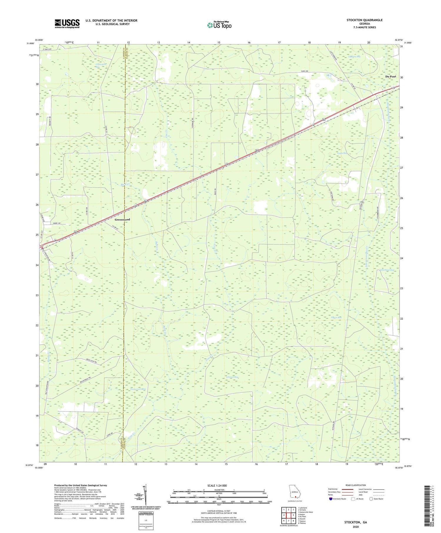 Stockton Georgia US Topo Map Image