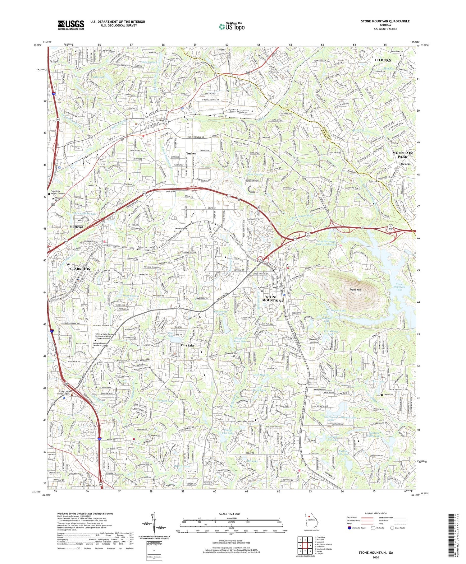 Stone Mountain Georgia US Topo Map Image