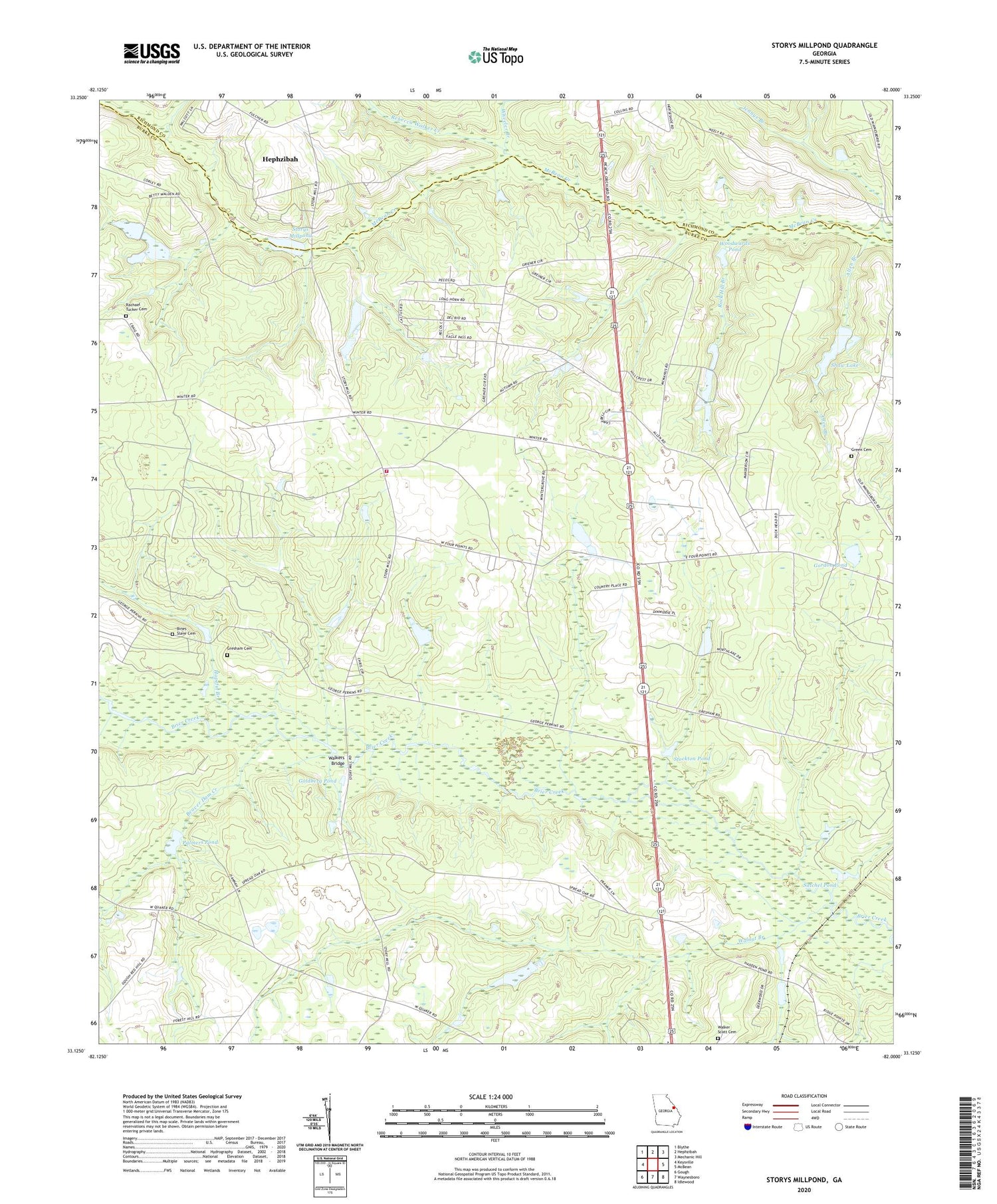 Storys Millpond Georgia US Topo Map Image